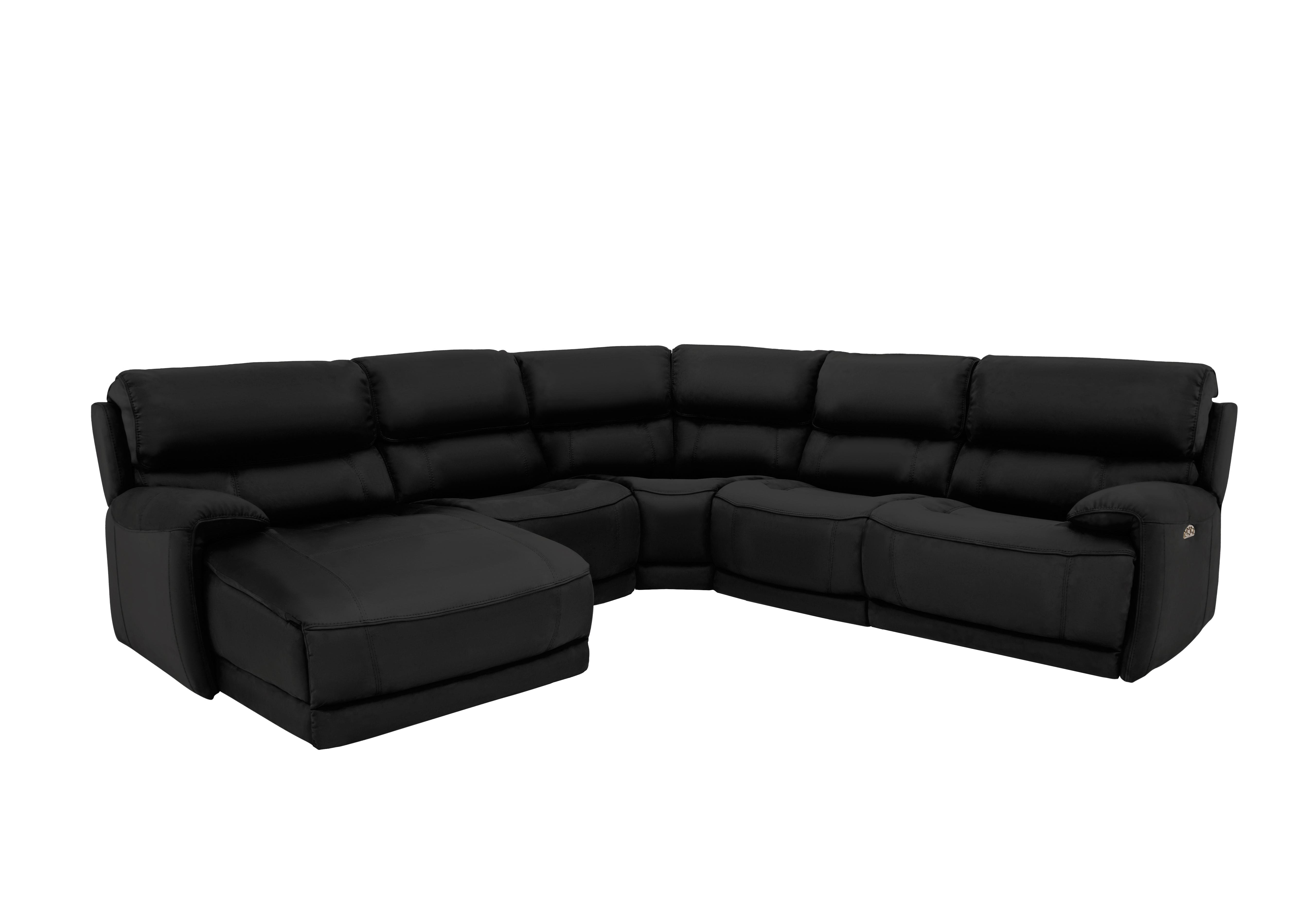 Link Leather Corner Chaise Power Sofa in Bv-3500 Classic Black on Furniture Village