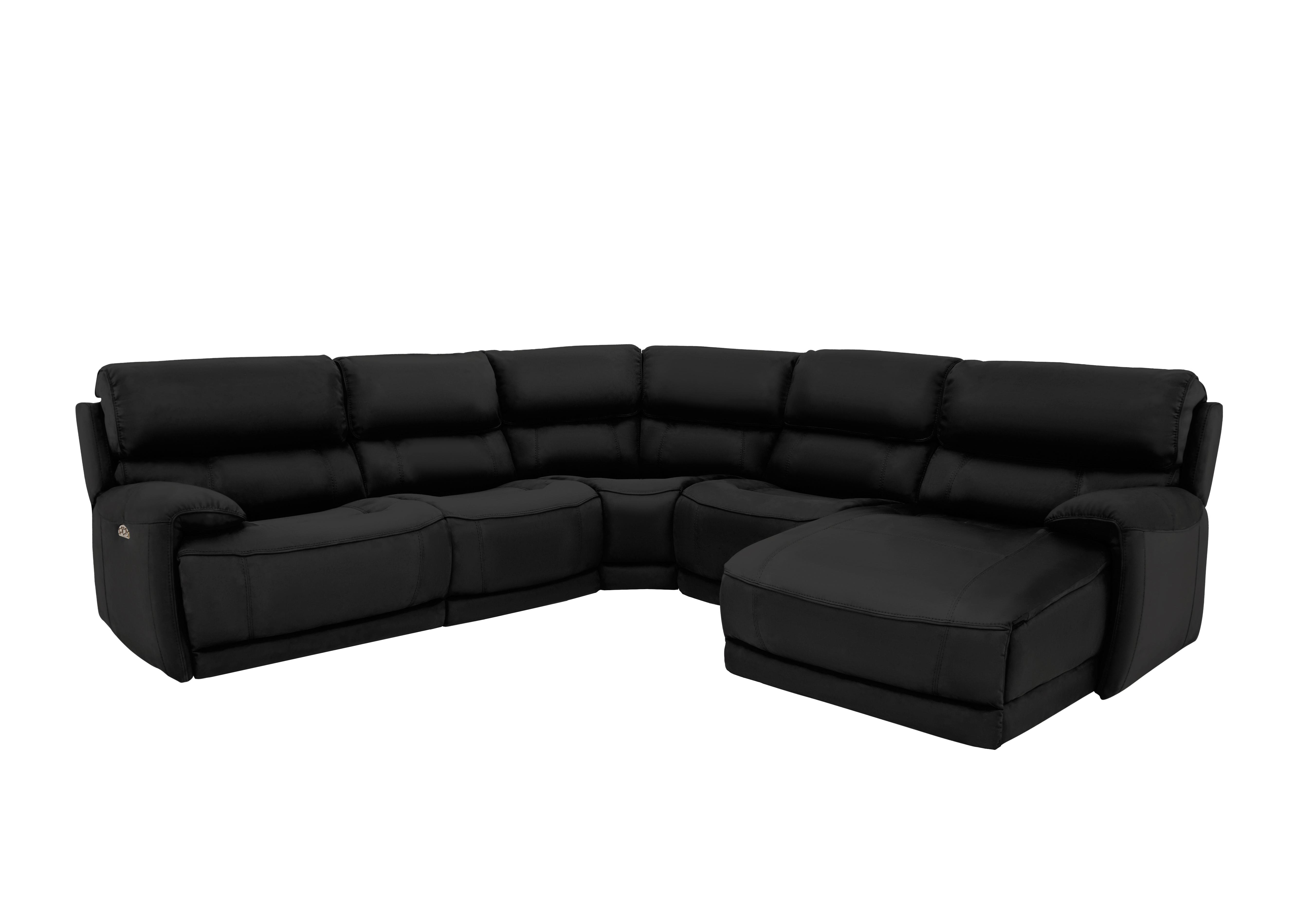 Link Leather Corner Chaise Power Sofa in Bv-3500 Classic Black on Furniture Village