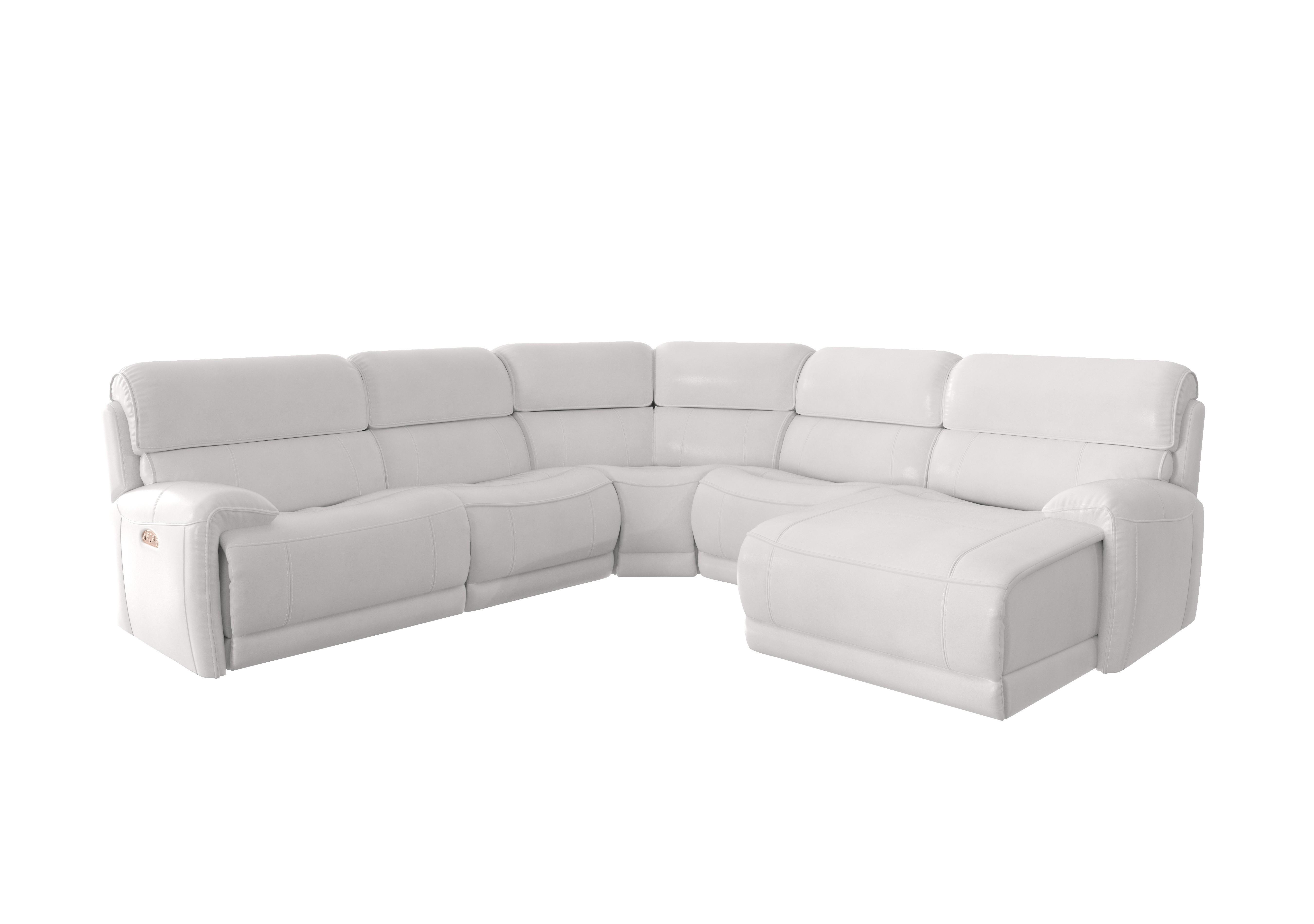 Link Leather Corner Chaise Power Sofa in Bv-744d Star White on Furniture Village