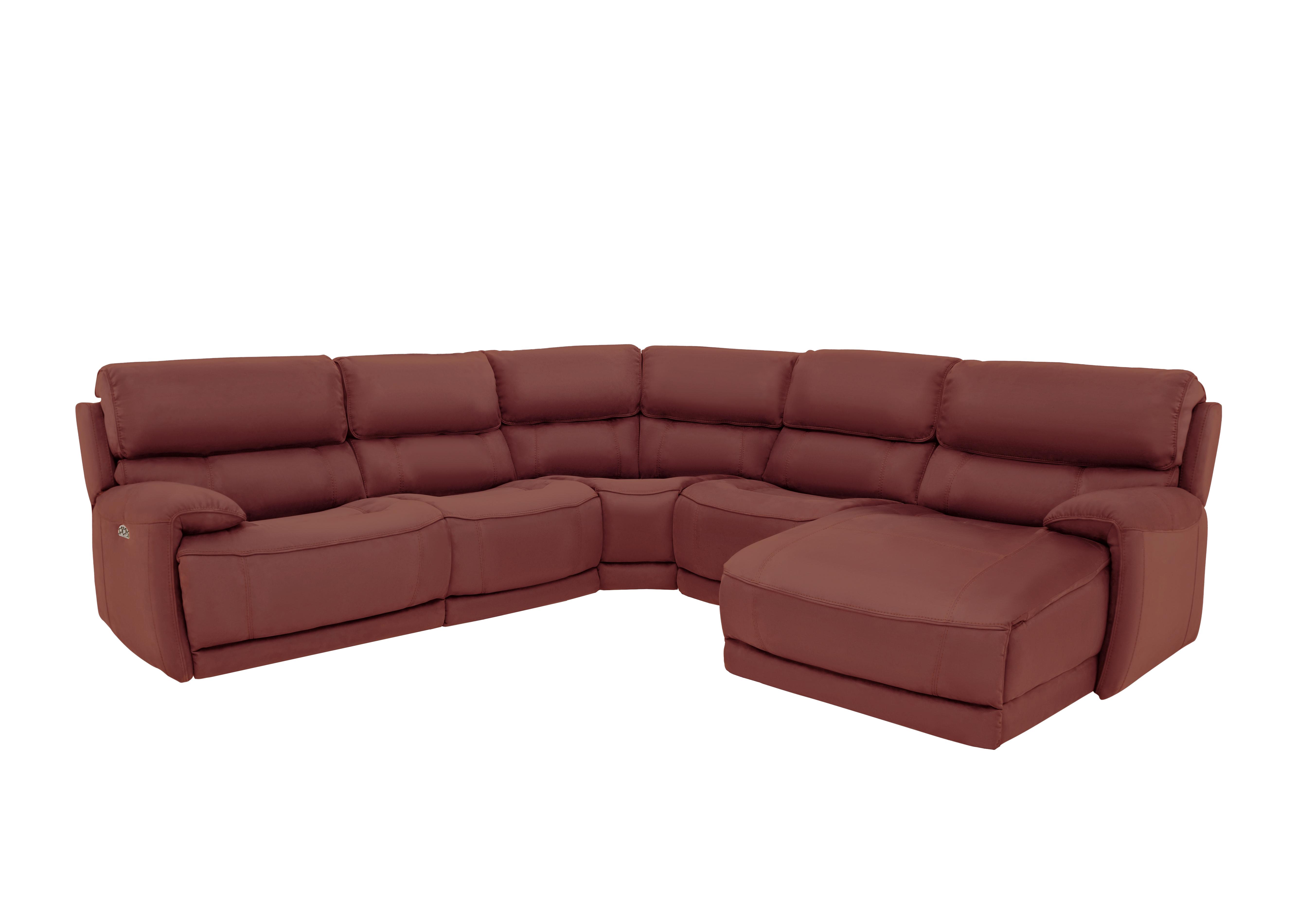 Link Leather Corner Chaise Power Sofa in Nc-035c Deep Red on Furniture Village