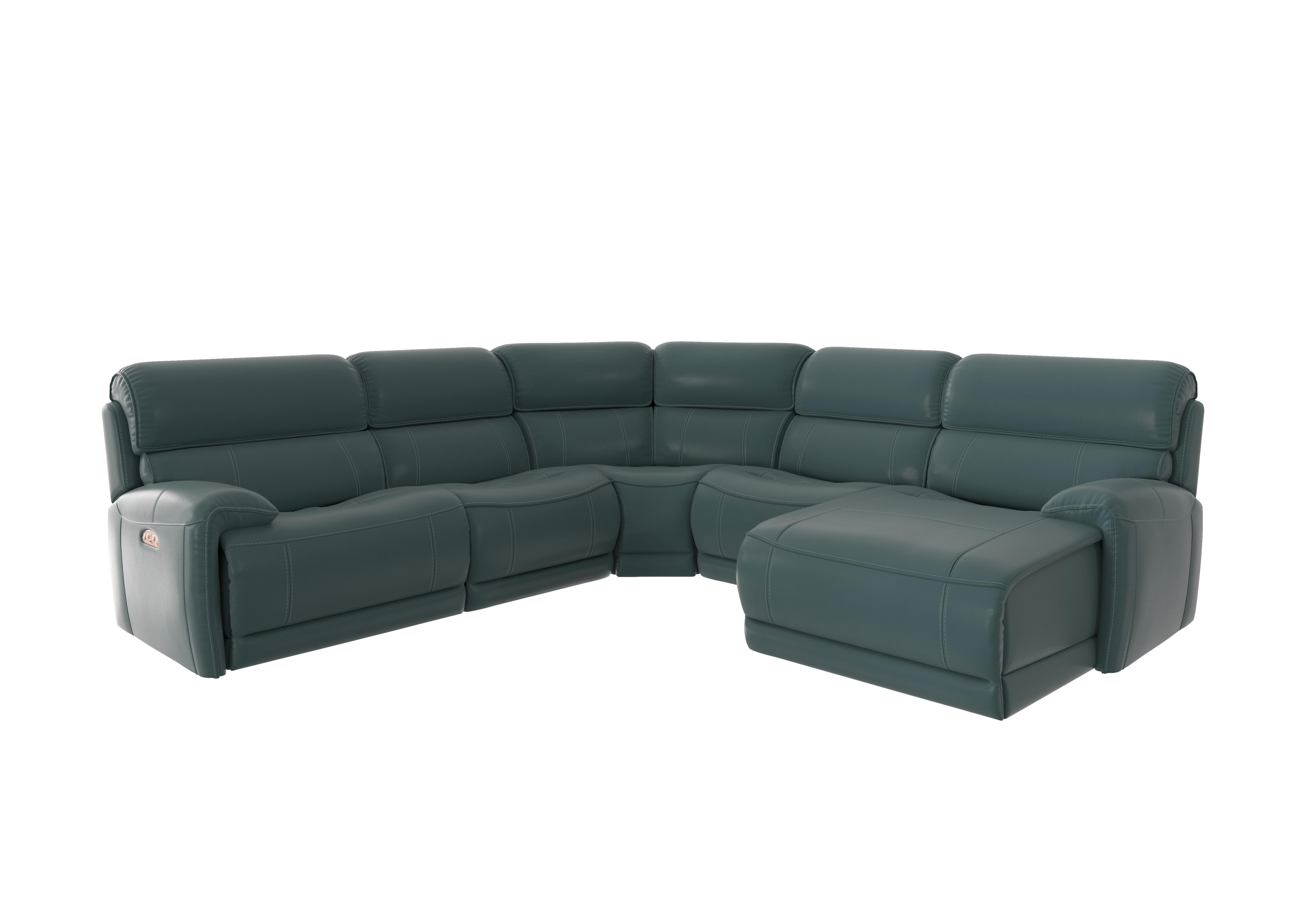 Link Leather Corner Chaise Power Sofa in Nc-301e Lake Green on Furniture Village