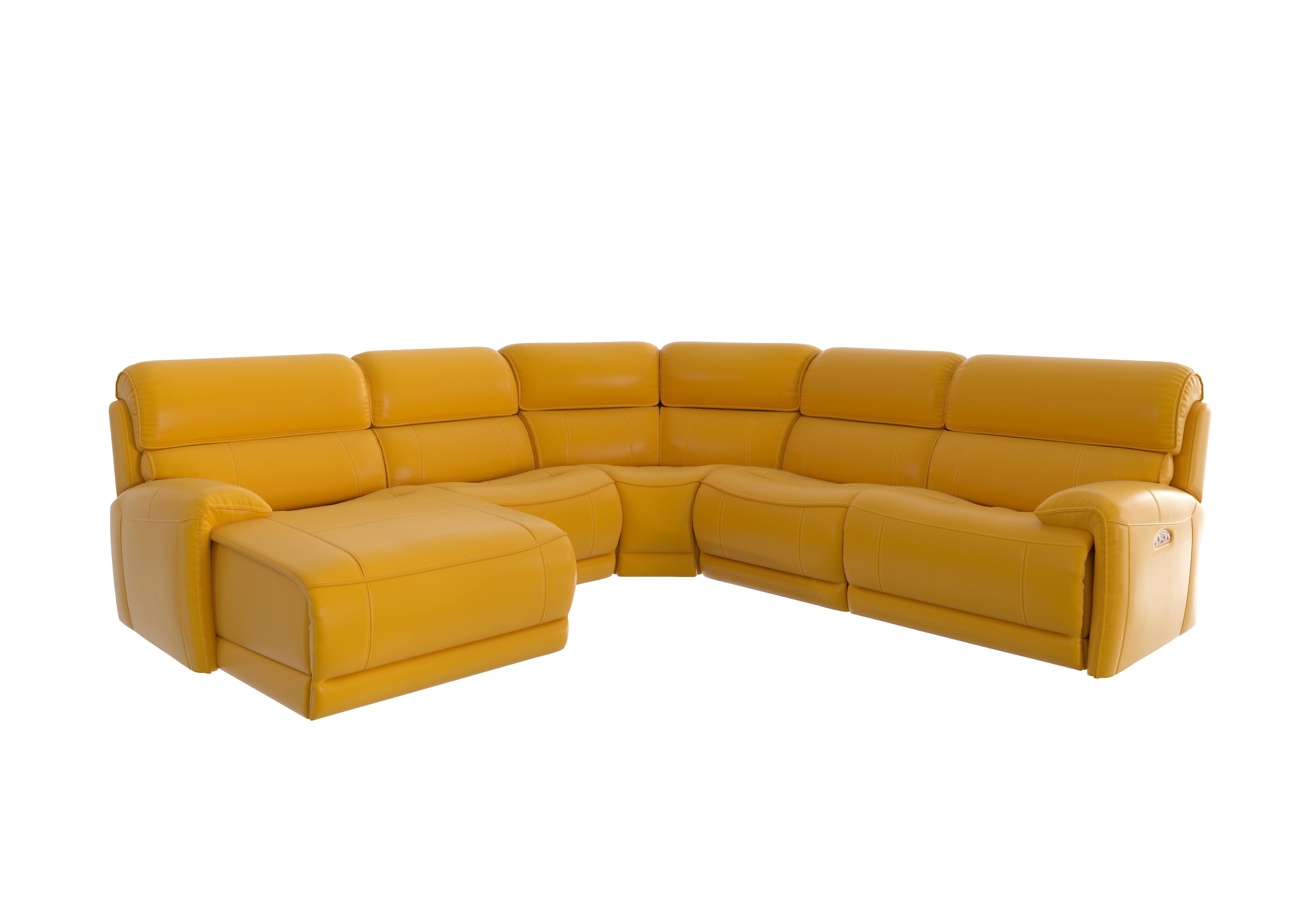 Link Leather Corner Chaise Power Sofa in Nc-303e Sunflower on Furniture Village