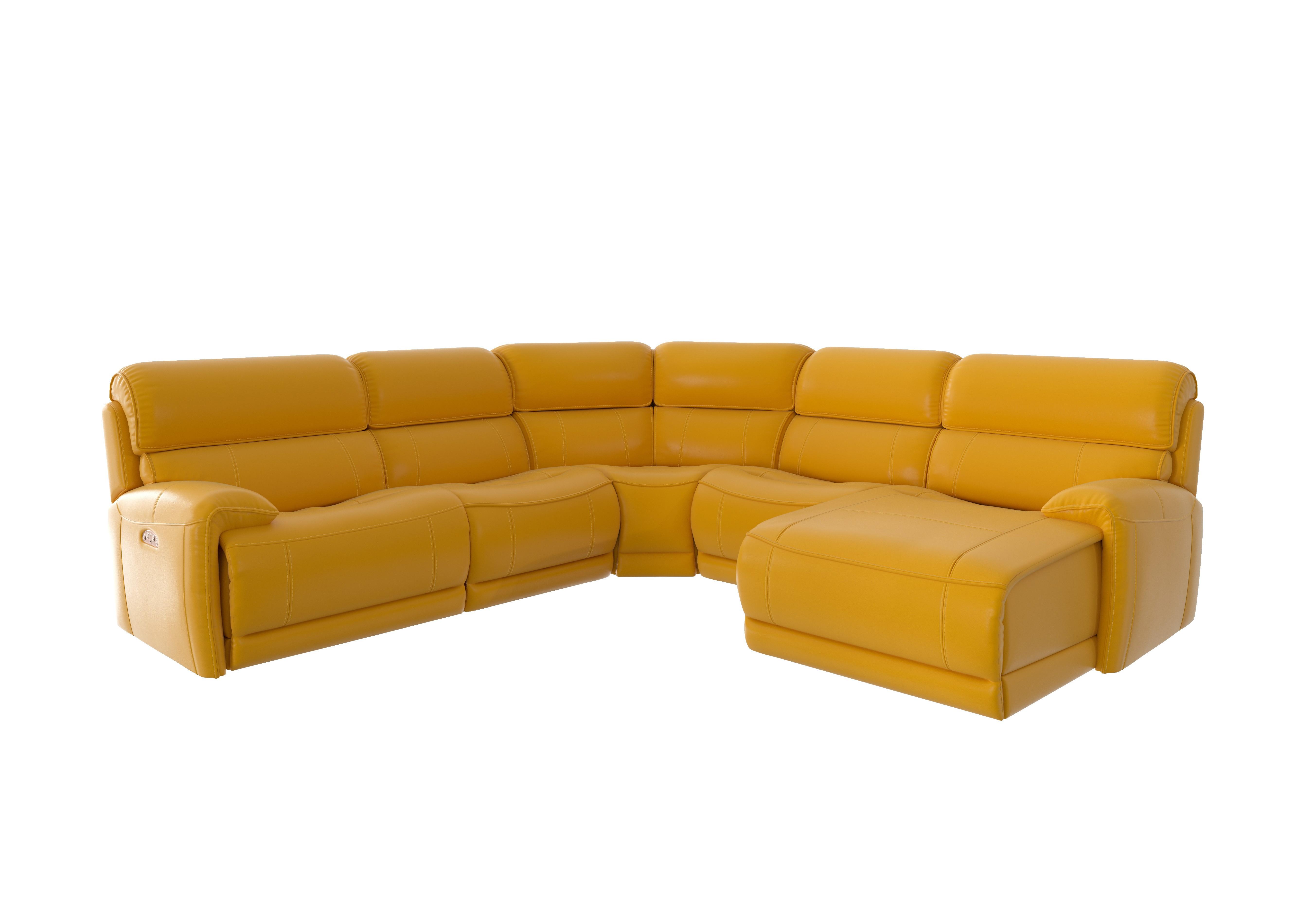 Link Leather Corner Chaise Power Sofa in Nc-303e Sunflower on Furniture Village