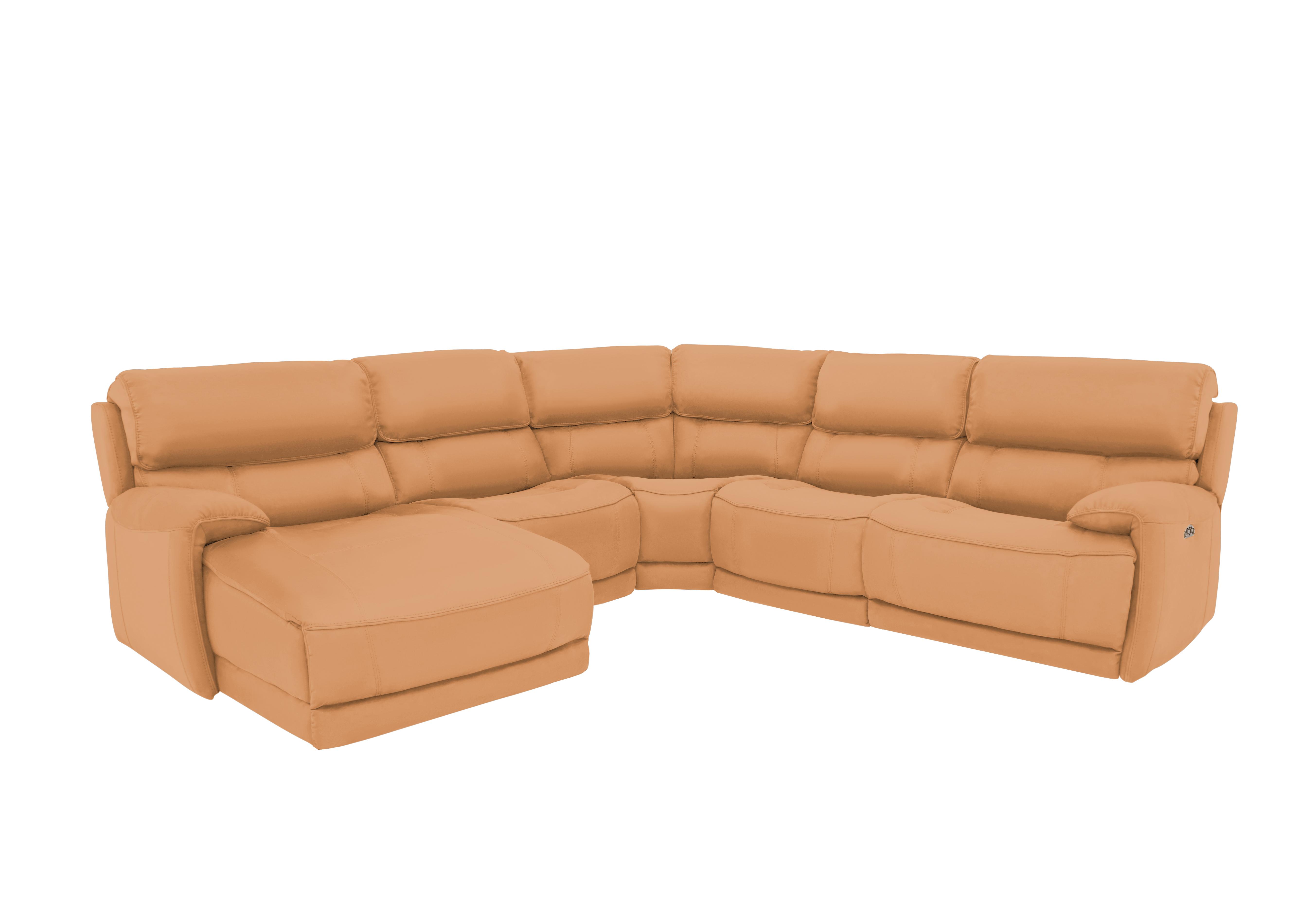 Link Leather Corner Chaise Power Sofa in Nc-335e Honey Yellow on Furniture Village
