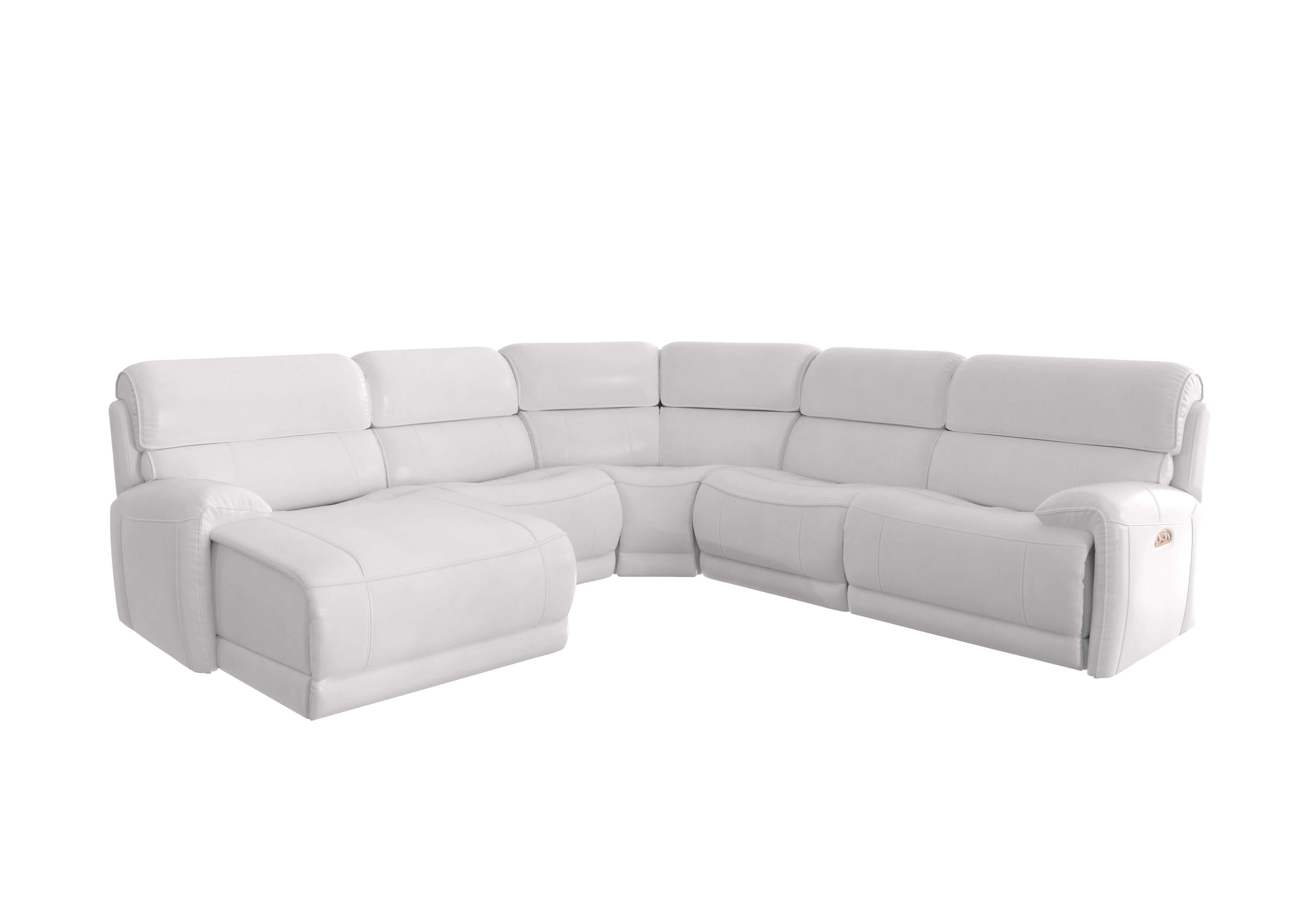 Link Leather Corner Chaise Power Sofa in Nc-744d Star White on Furniture Village