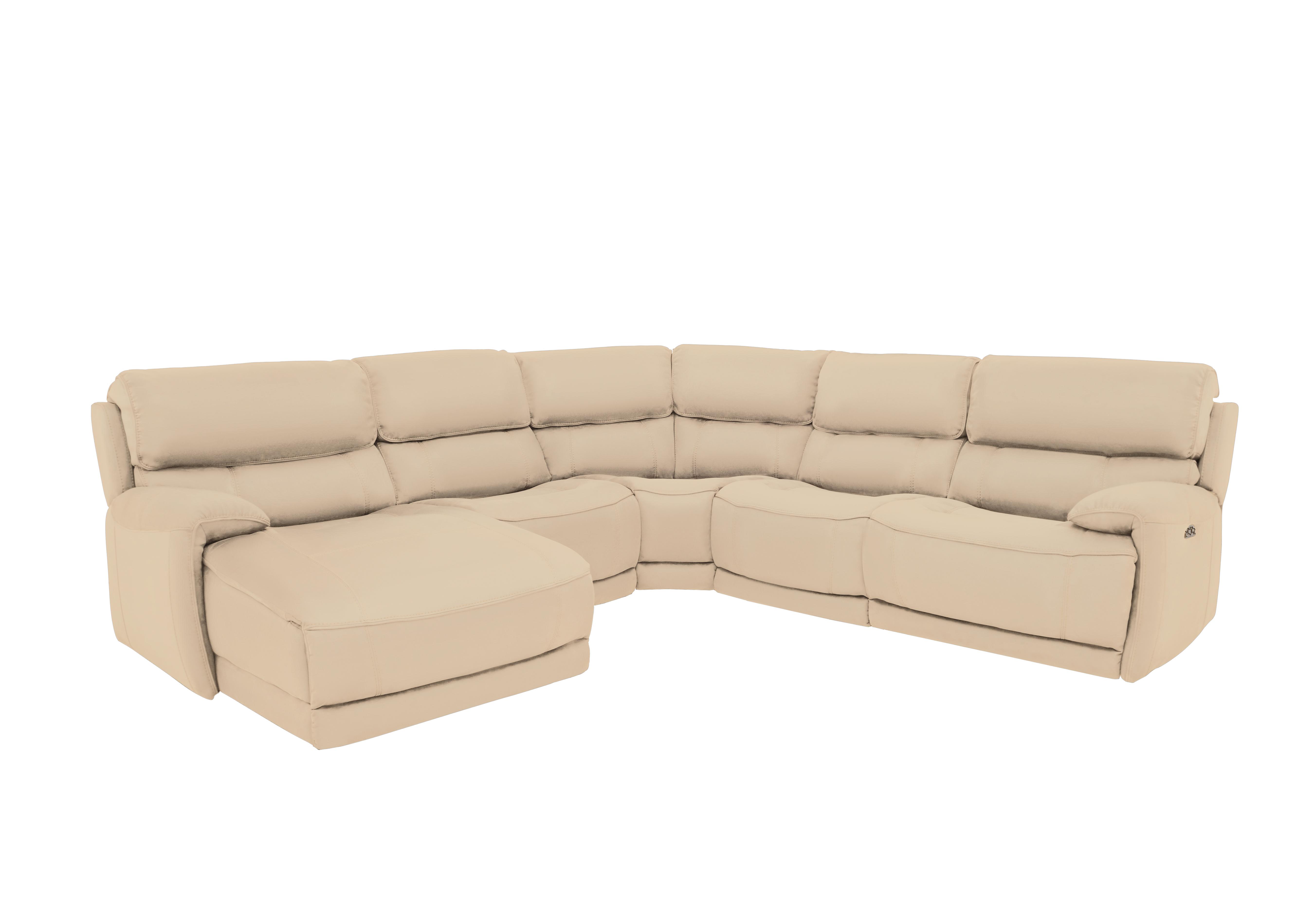 Link Leather Corner Chaise Power Sofa in Nc-862c Bisque on Furniture Village