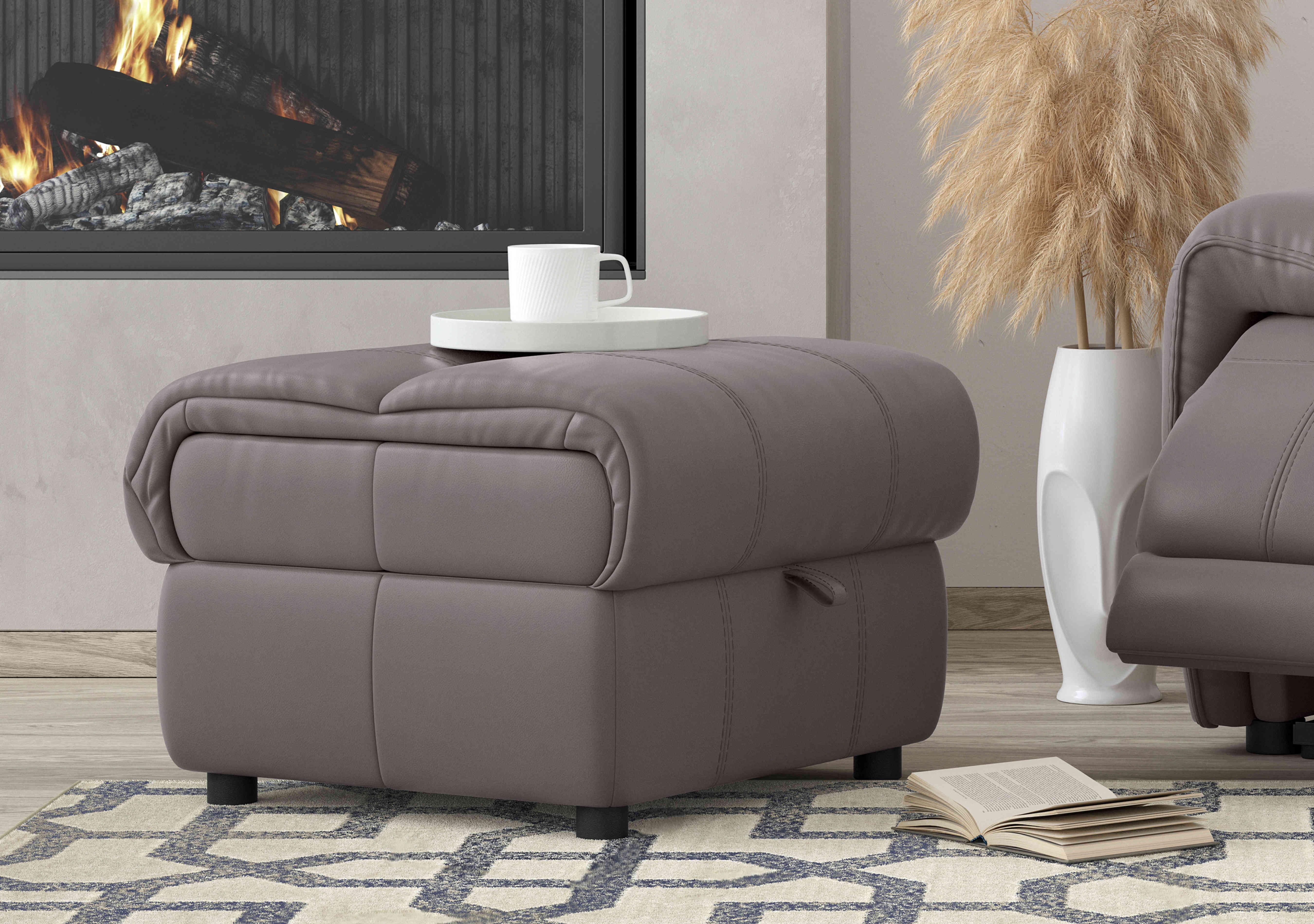 Link Leather Footstool in  on Furniture Village