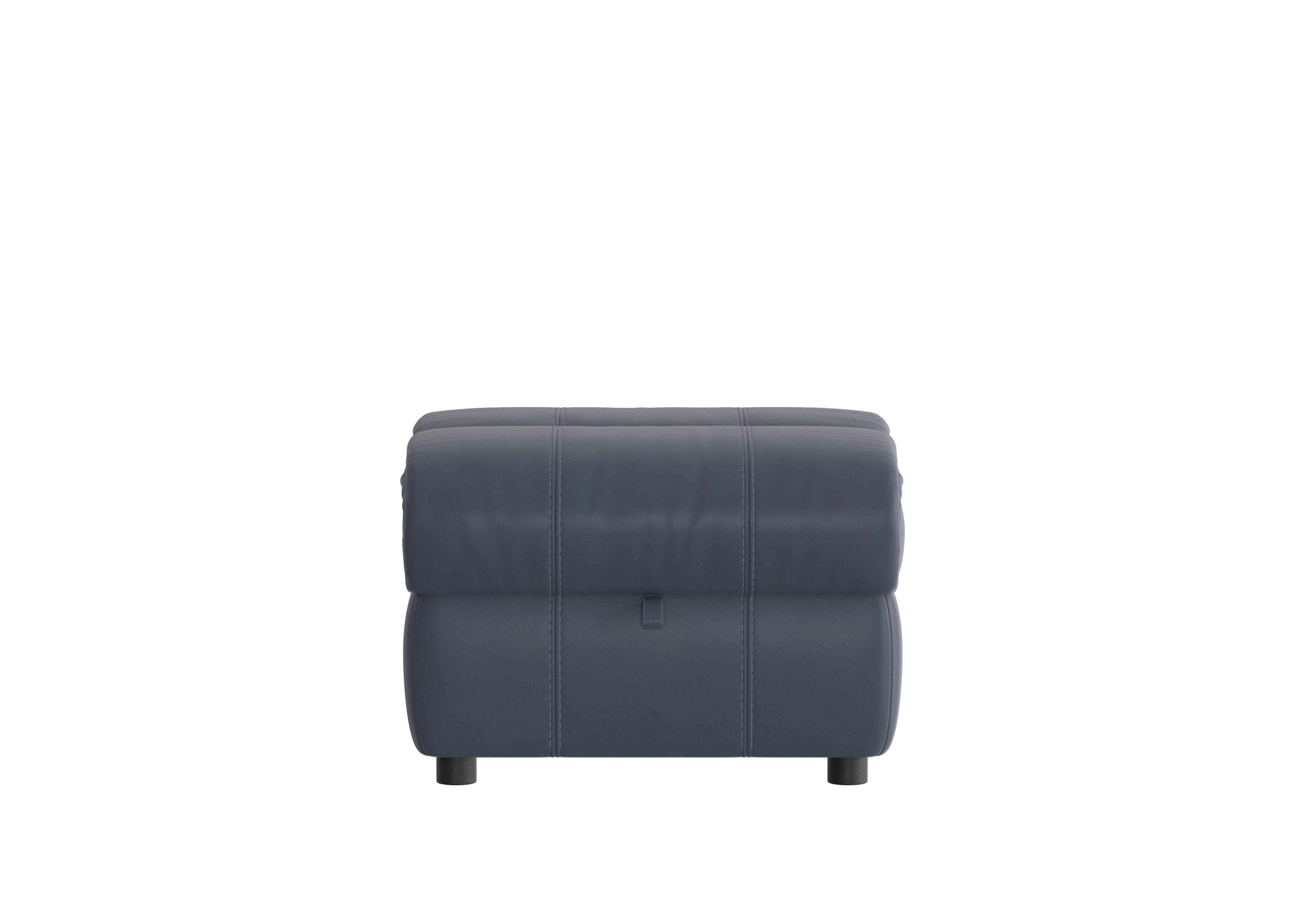 Link Leather Footstool in Bv-313e Ocean Blue on Furniture Village