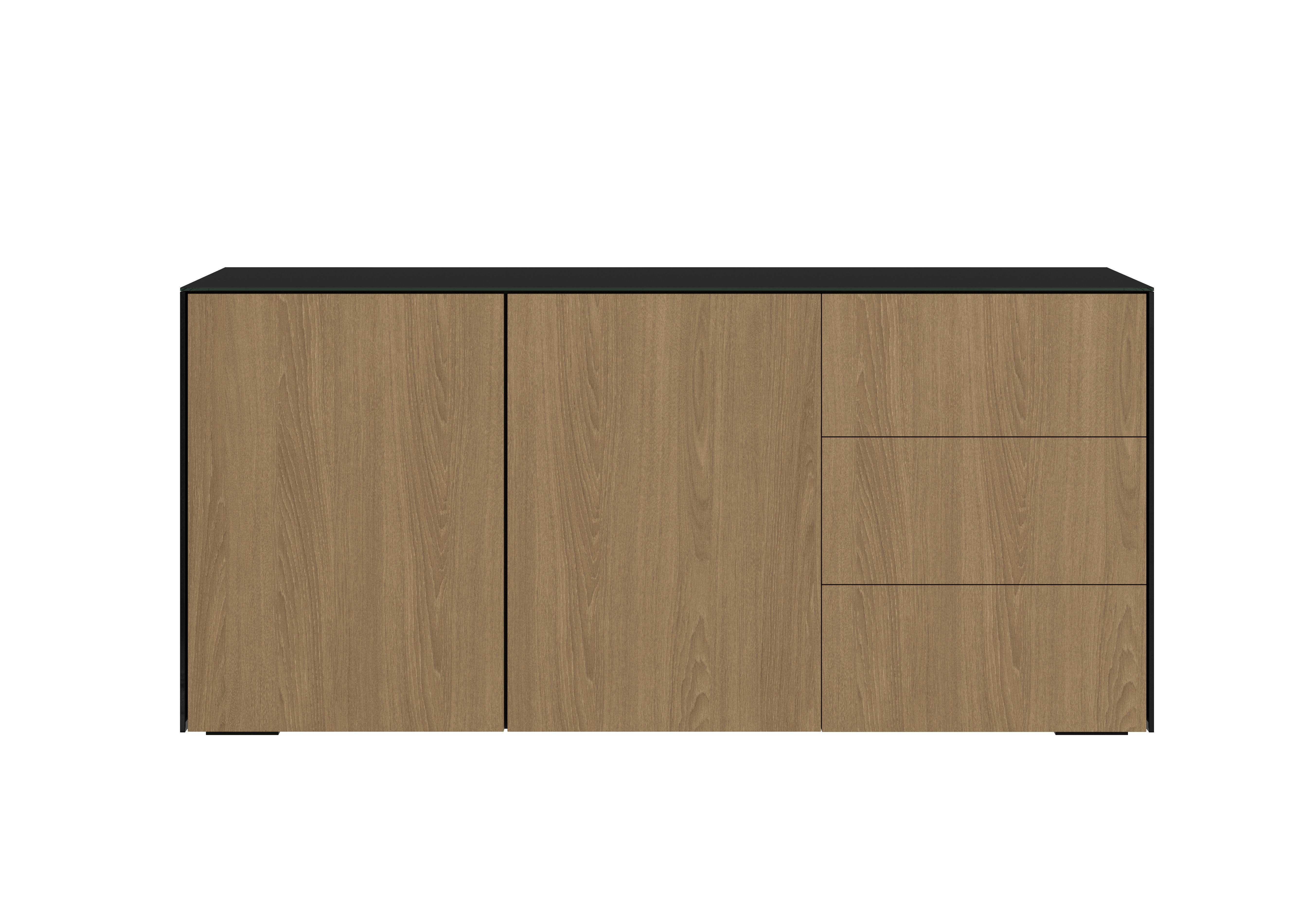 Lexa Smart 2 Door 3 Drawer Sideboard in Black And Oak on Furniture Village