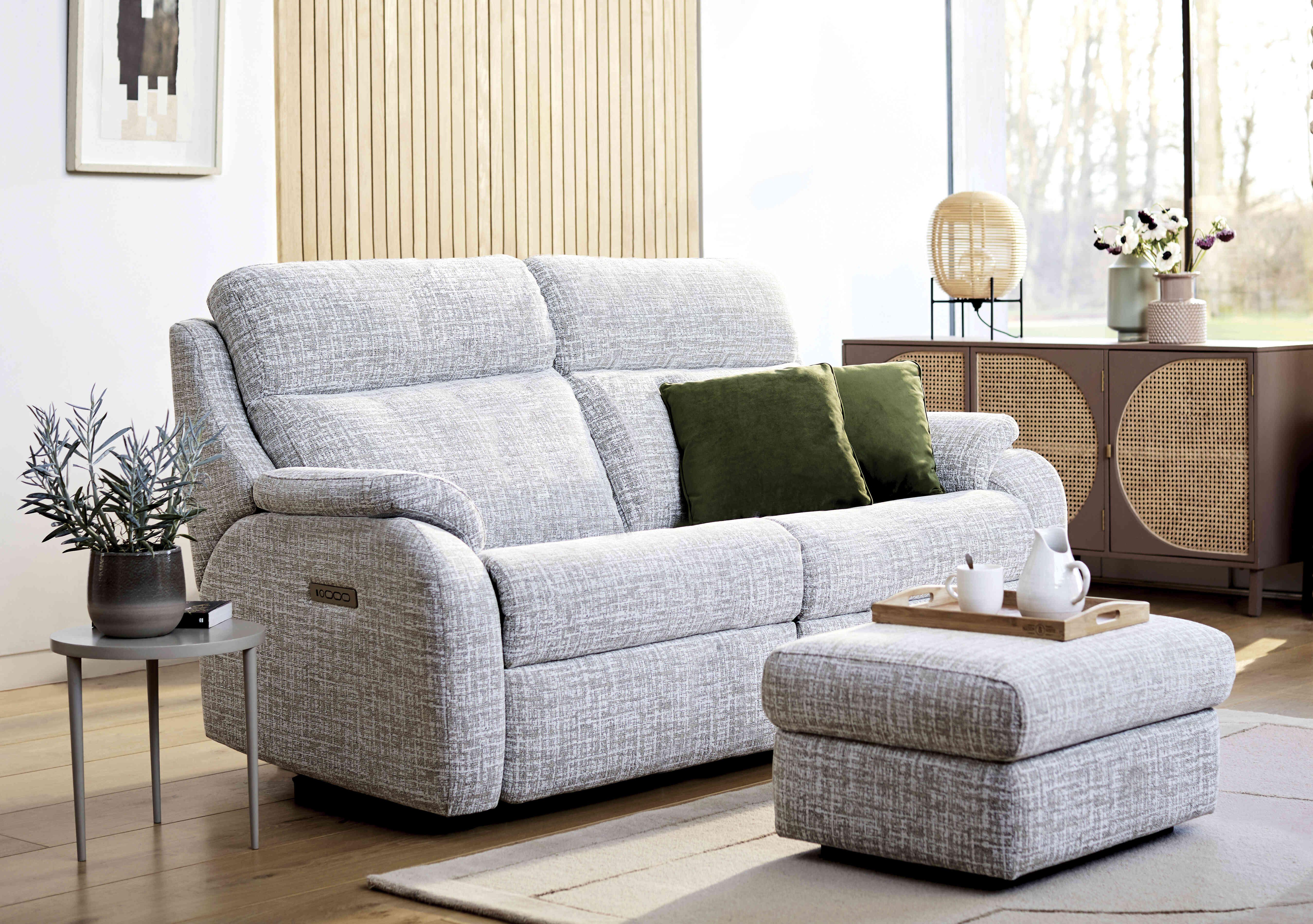Kingsbury 2 Seater Fabric Power Recliner Sofa with Power Headrests in  on Furniture Village