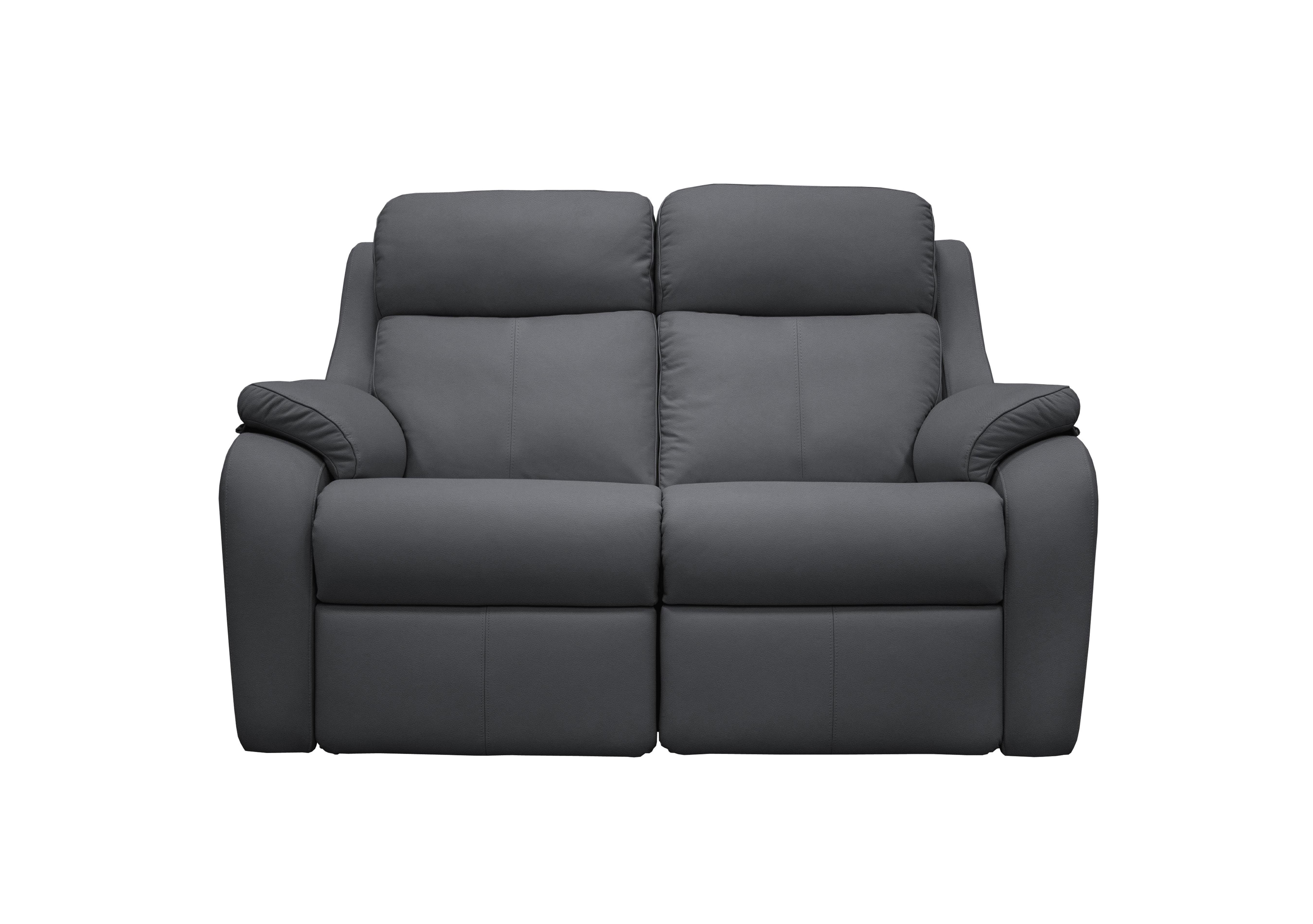 Kingsbury 2 Seater Leather Power Recliner Sofa with Power Headrests in L852 Cambridge Petrol Blue on Furniture Village