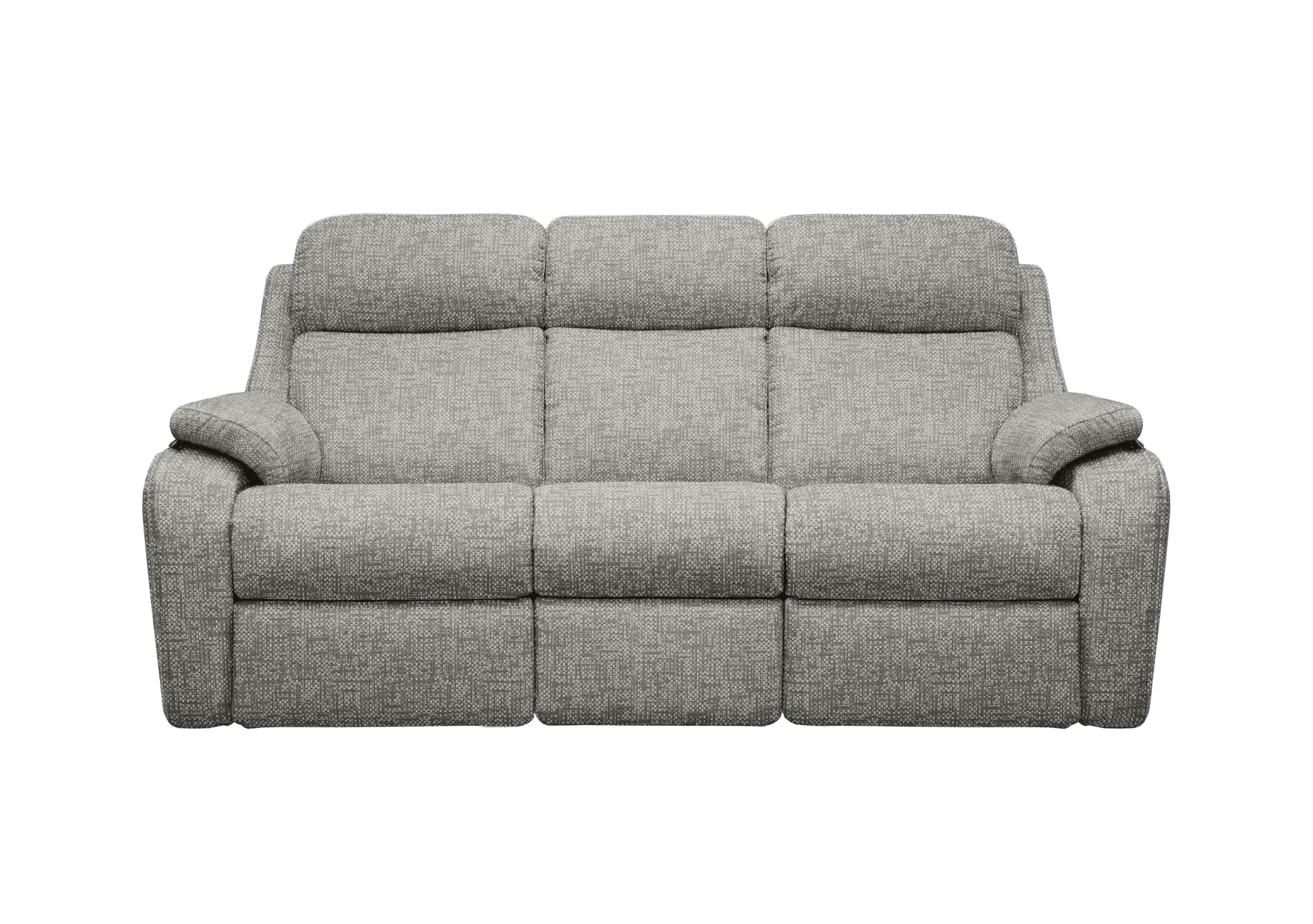 Kingsbury 3 Seater Fabric Power Recliner Sofa with Power Headrests in B030 Remco Light Grey on Furniture Village