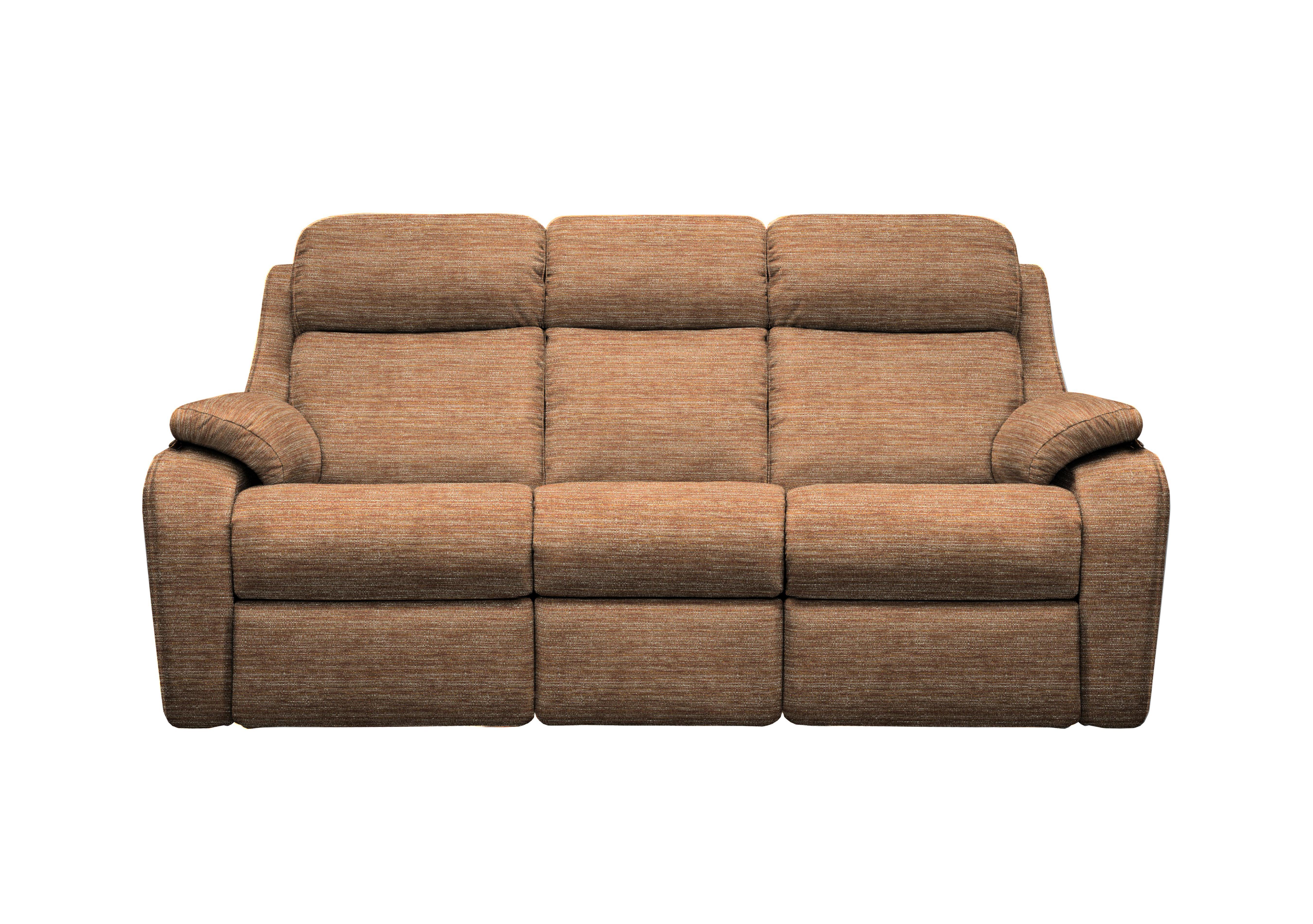 Kingsbury 3 Seater Fabric Power Recliner Sofa with Power Headrests in B908 Victoria Ginger on Furniture Village