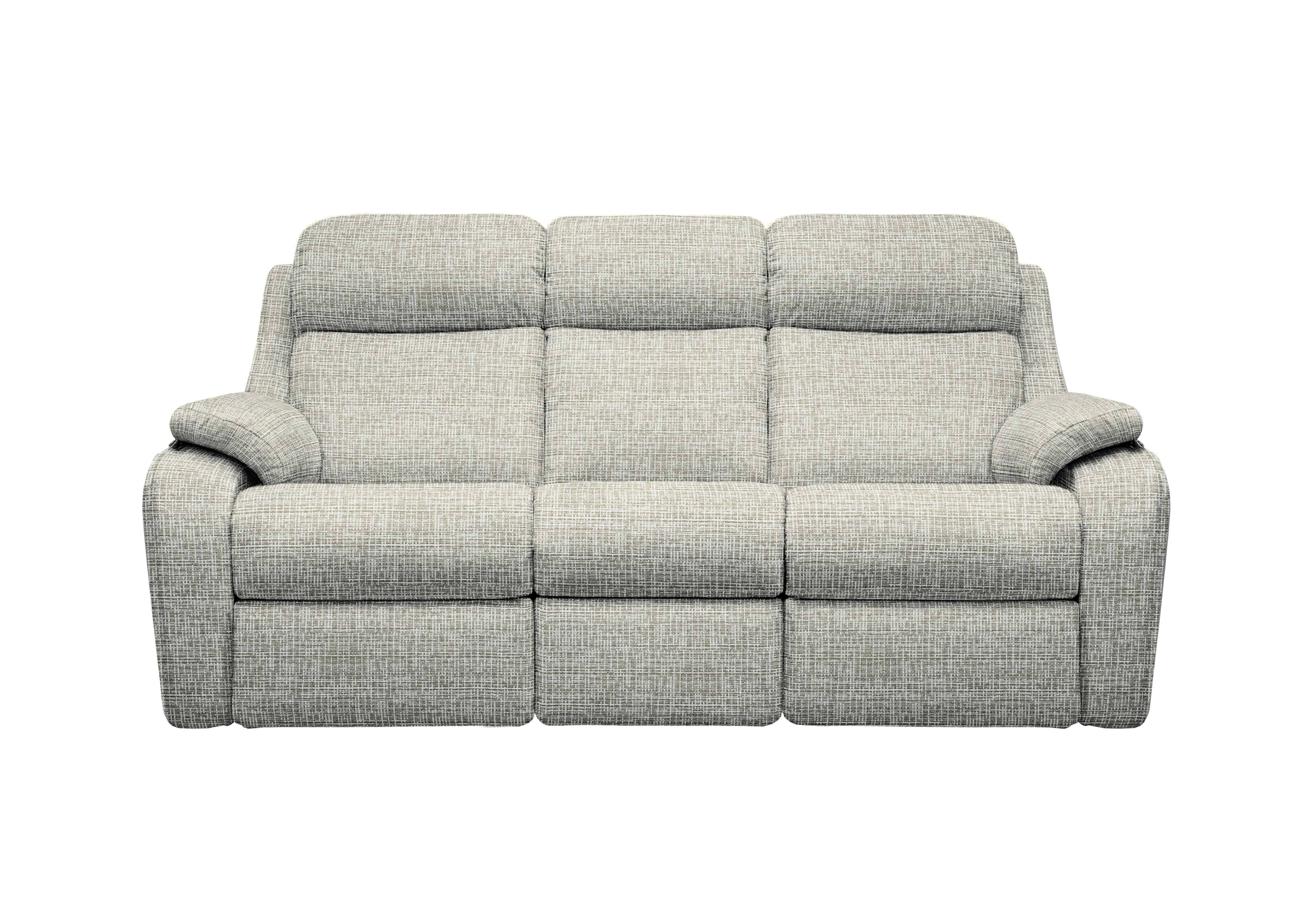 Kingsbury 3 Seater Fabric Power Recliner Sofa with Power Headrests in B921 Waffle Smoke on Furniture Village