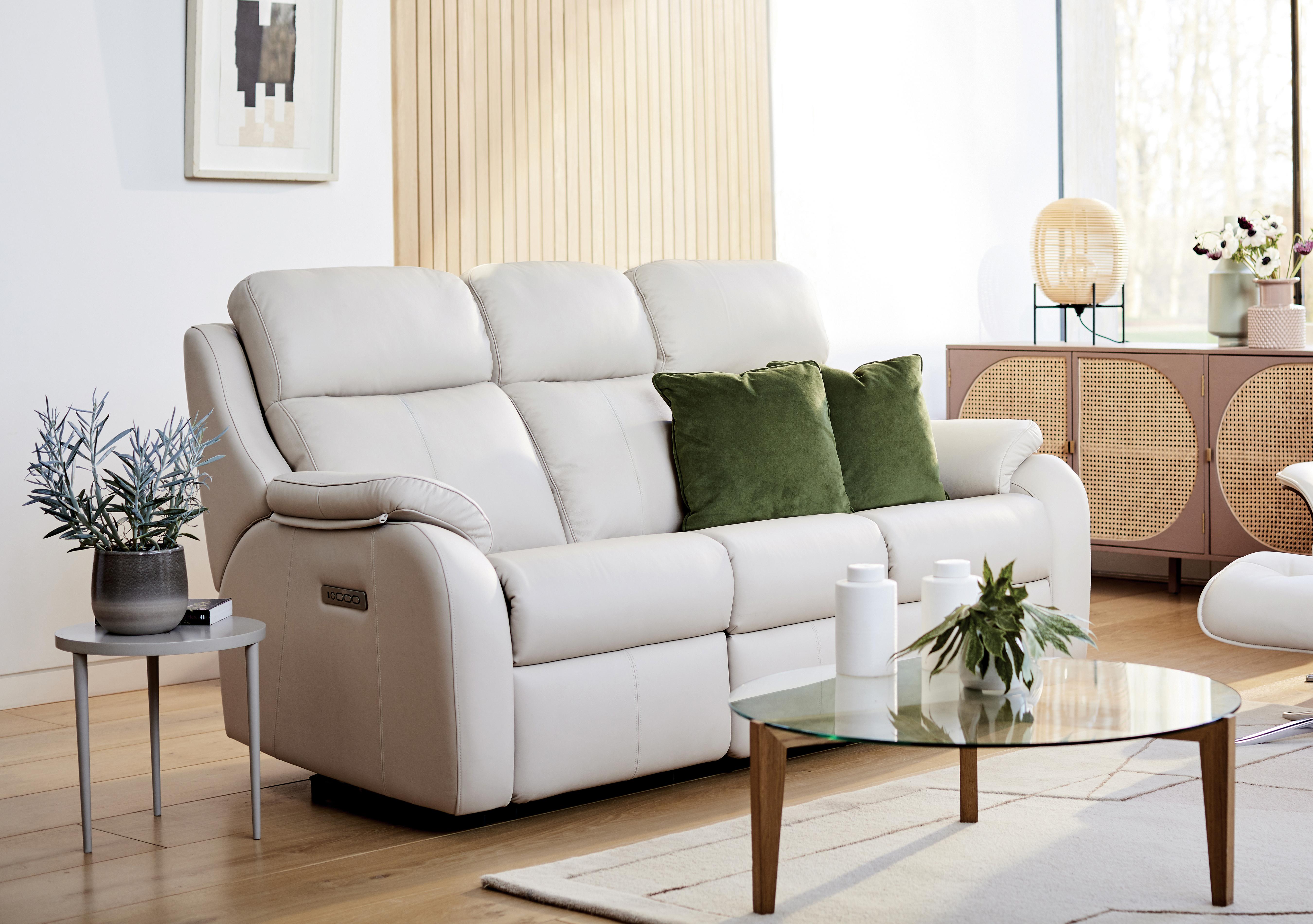 Kingsbury 3 Seater Leather Power Recliner Sofa with Power Headrests in  on Furniture Village