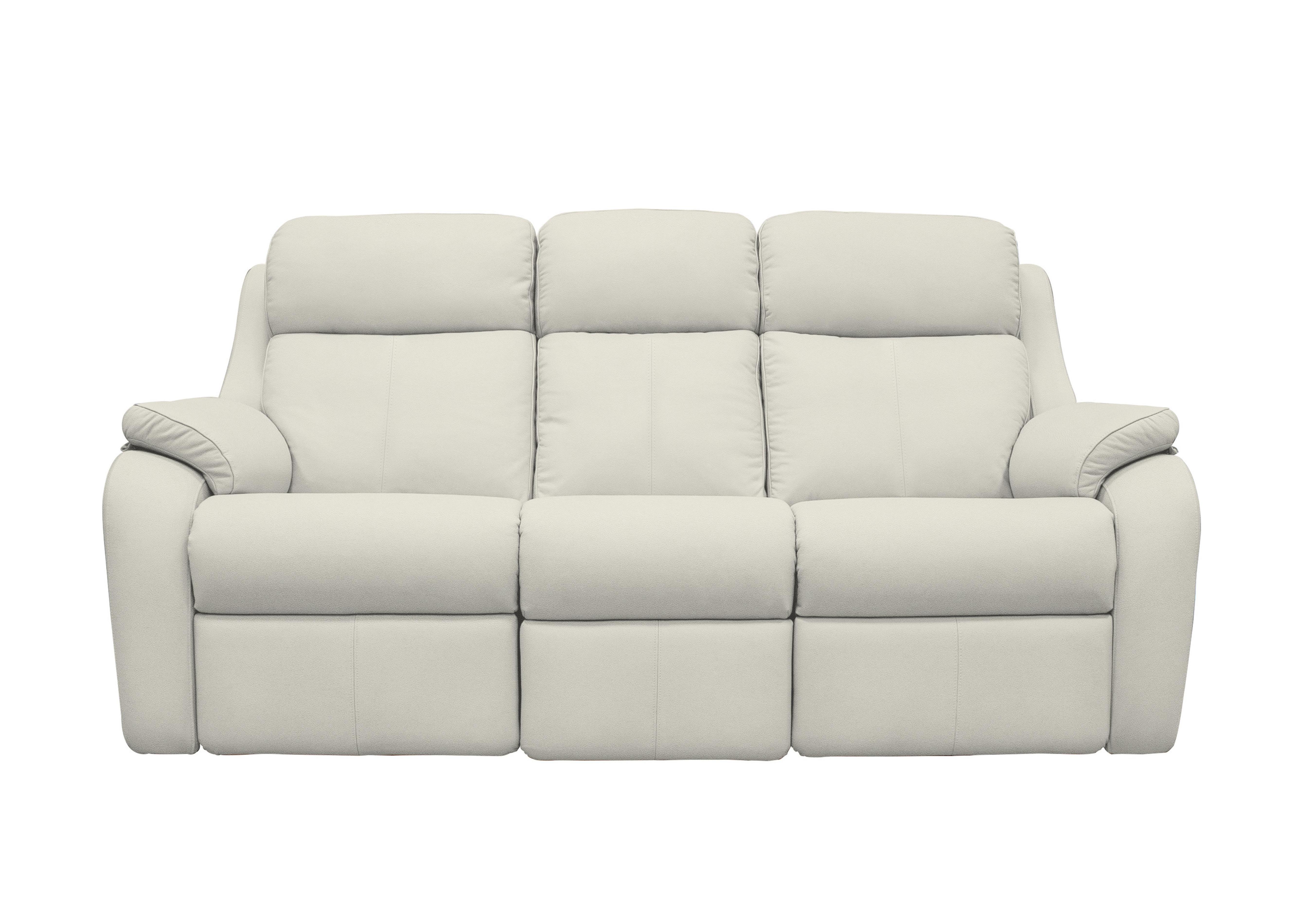 Kingsbury 3 Seater Leather Power Recliner Sofa with Power Headrests in H006 Oxford Light Grey on Furniture Village