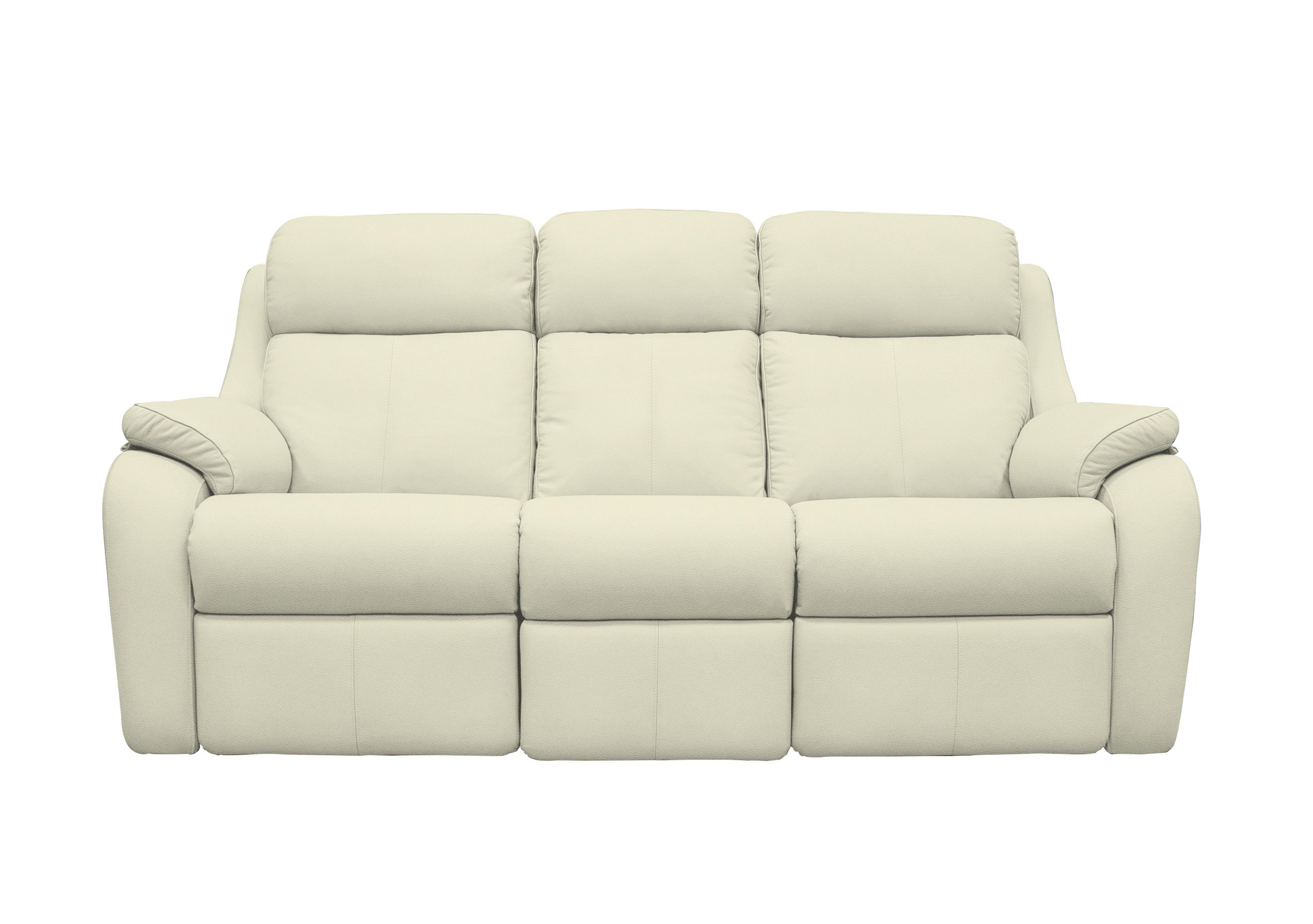 Kingsbury 3 Seater Leather Power Recliner Sofa with Power Headrests in L840 Cambridge Chalk on Furniture Village