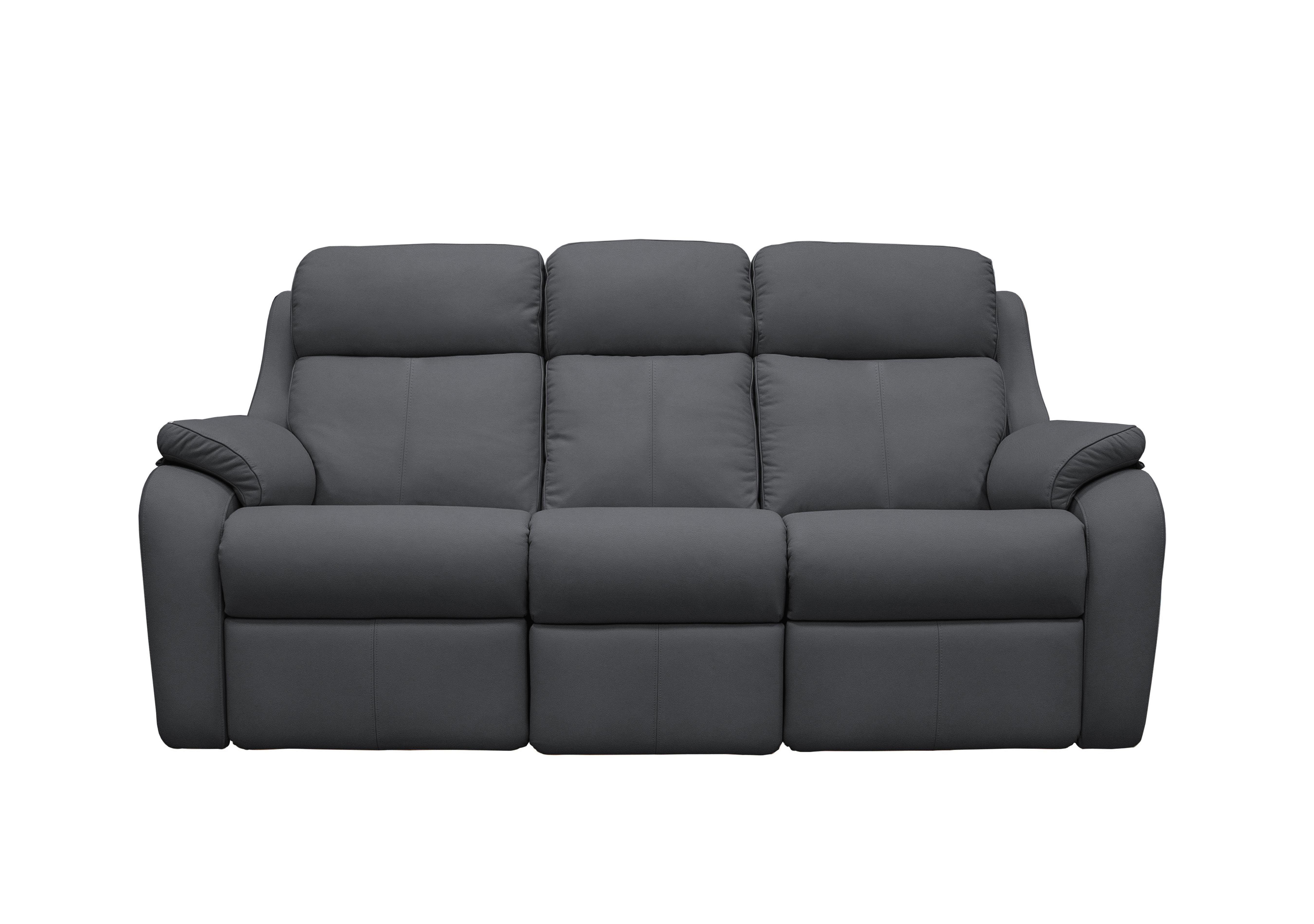 Kingsbury 3 Seater Leather Power Recliner Sofa with Power Headrests in L852 Cambridge Petrol Blue on Furniture Village