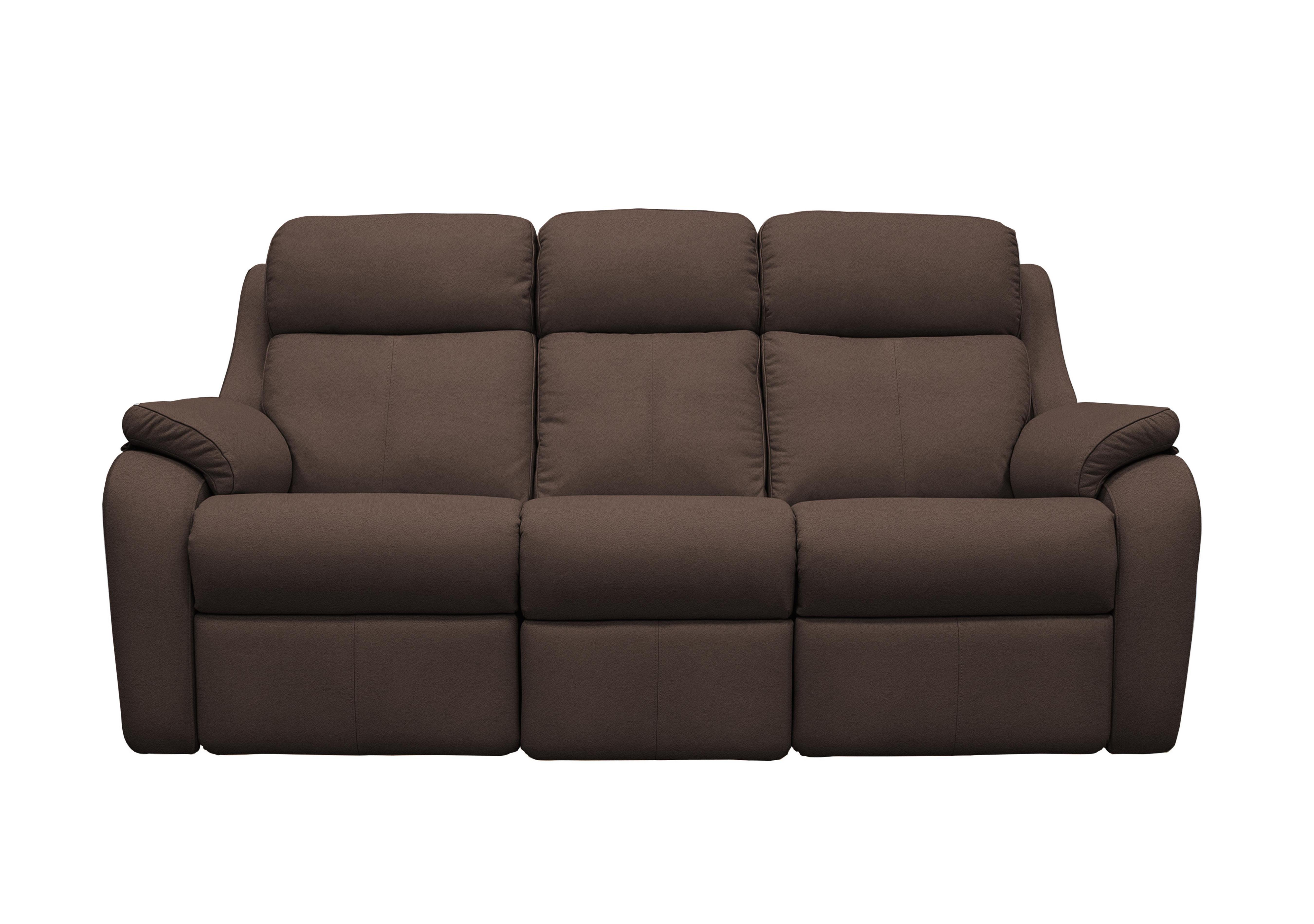 Kingsbury 3 Seater Leather Power Recliner Sofa with Power Headrests in P200 Capri Chocolate on Furniture Village