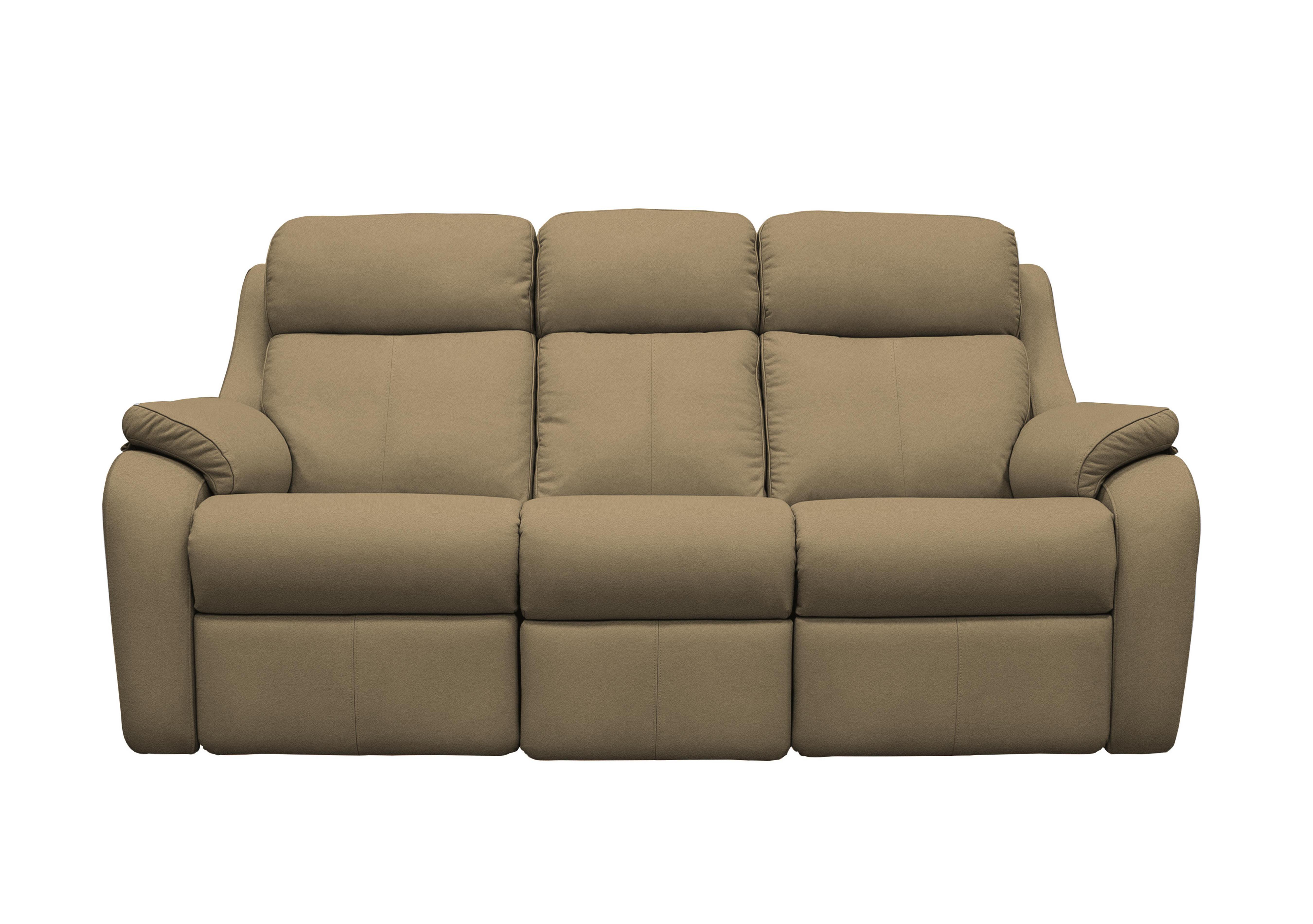 Kingsbury 3 Seater Leather Power Recliner Sofa with Power Headrests in P216 Capri Mushroom on Furniture Village