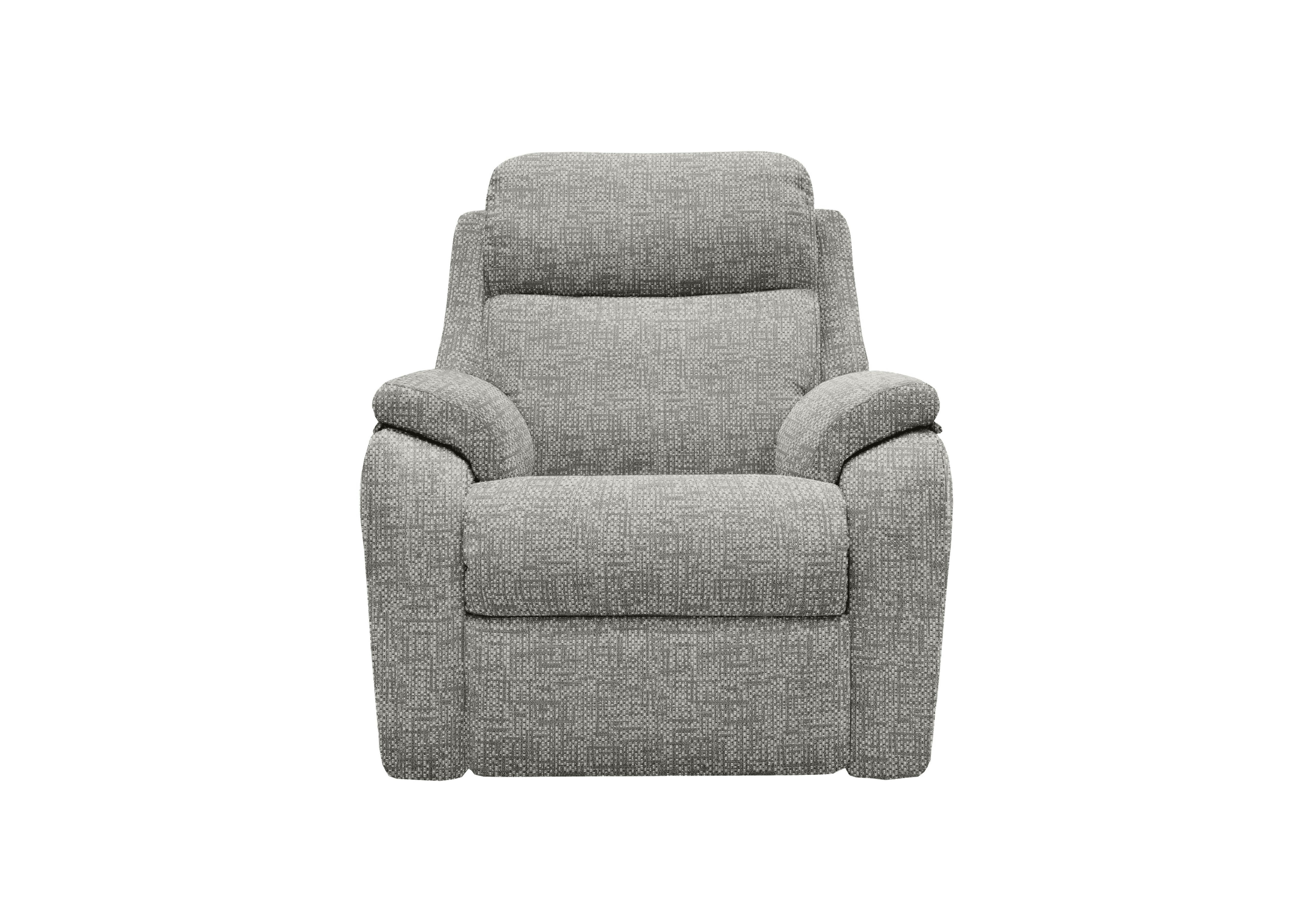 Kingsbury Fabric Power Recliner Armchair with Power Headrests in B030 Remco Light Grey on Furniture Village