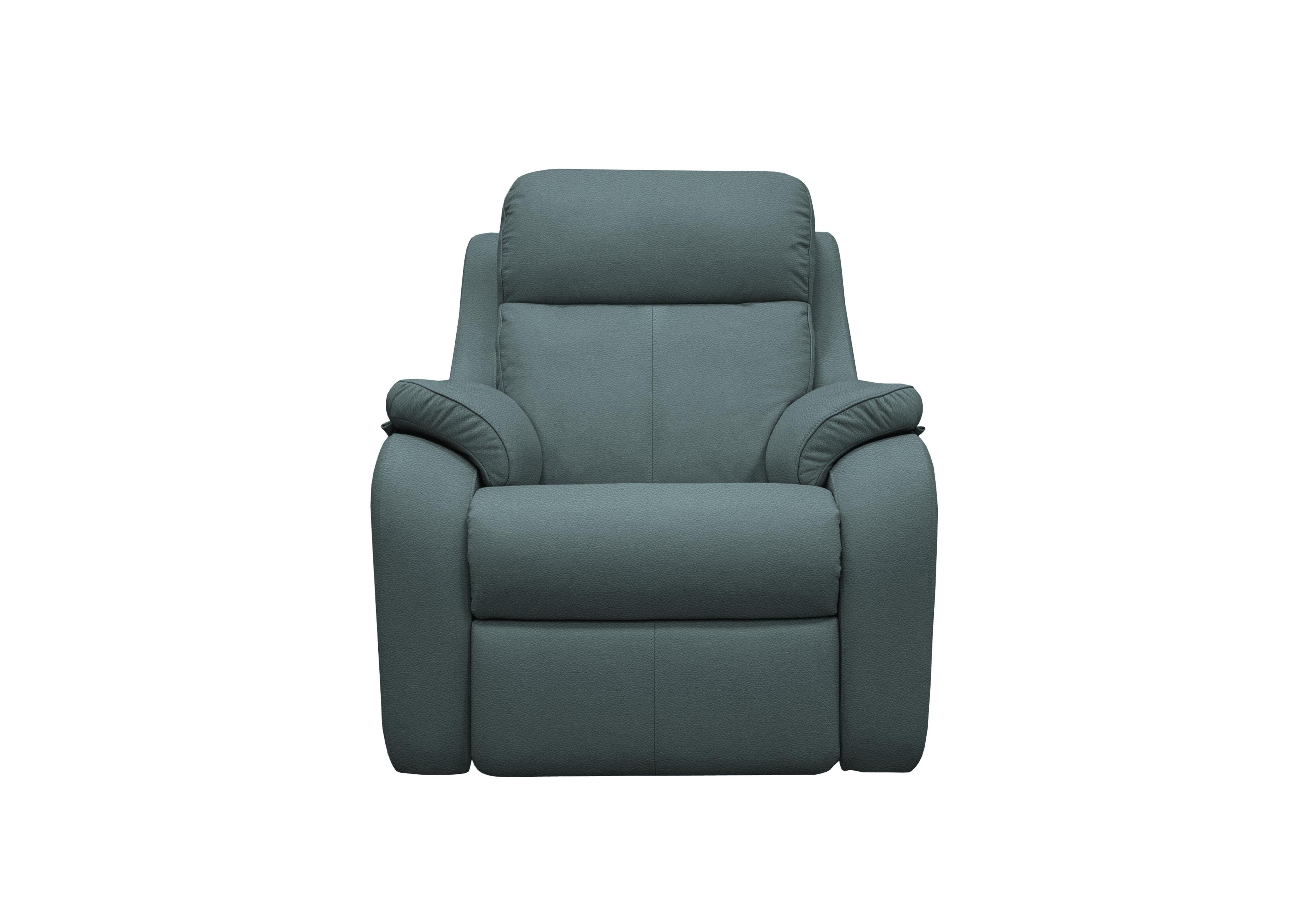 Kingsbury Leather Power Recliner Armchair with Power Headrests in L852 Cambridge Petrol Blue on Furniture Village