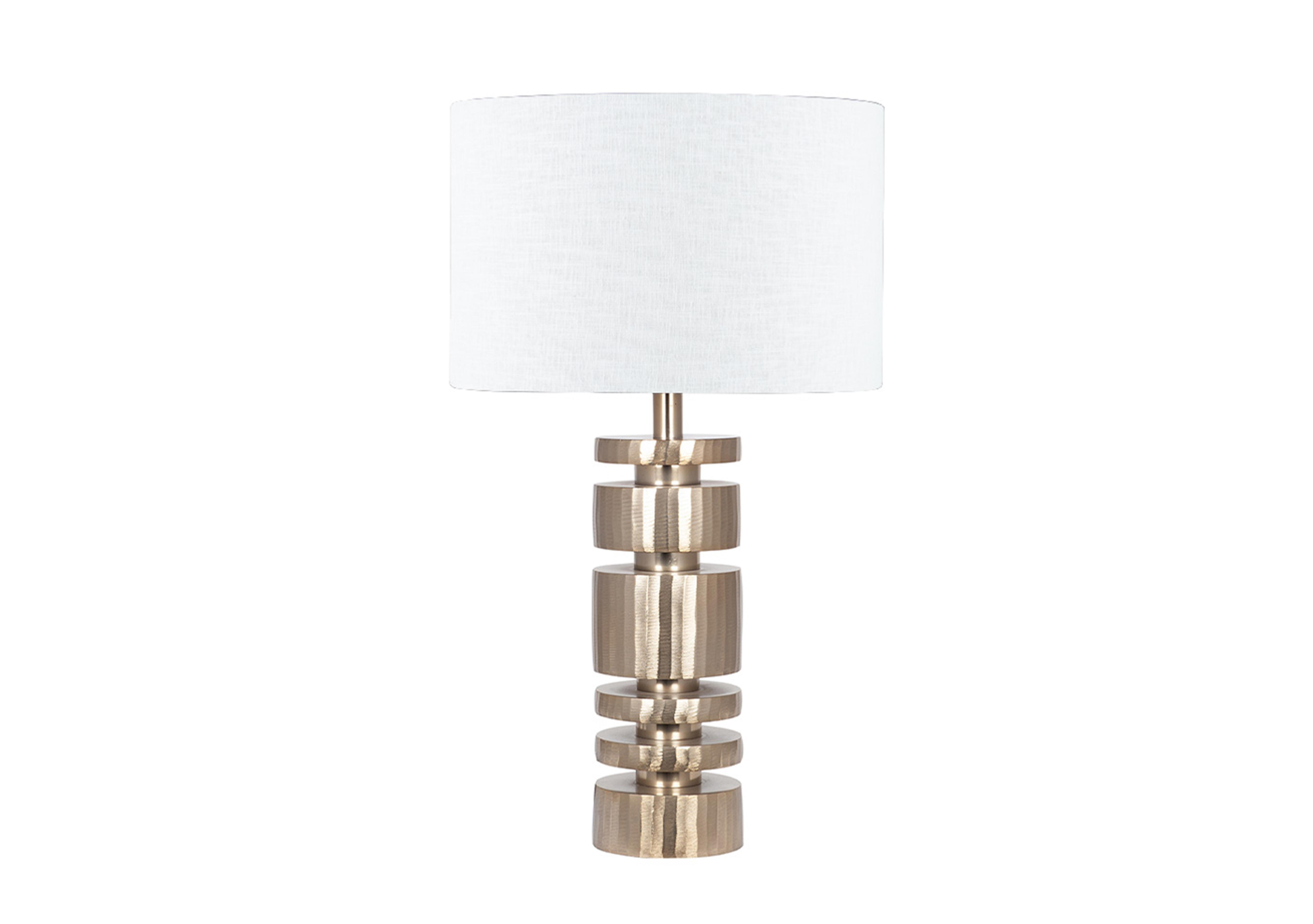 Elon Stacked Table Lamp in Champagne Gold on Furniture Village