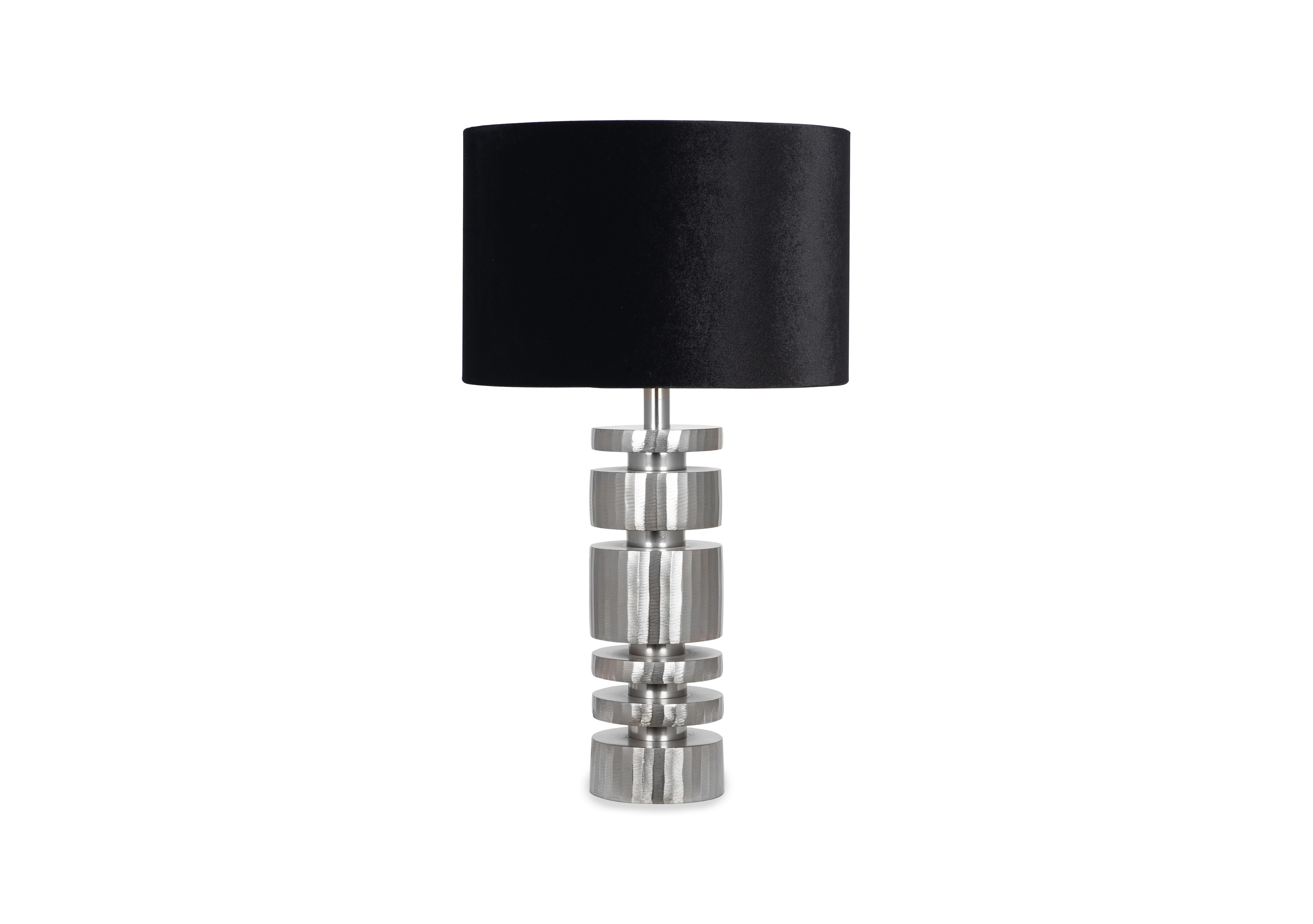 Elon Stacked Table Lamp in Silver on Furniture Village