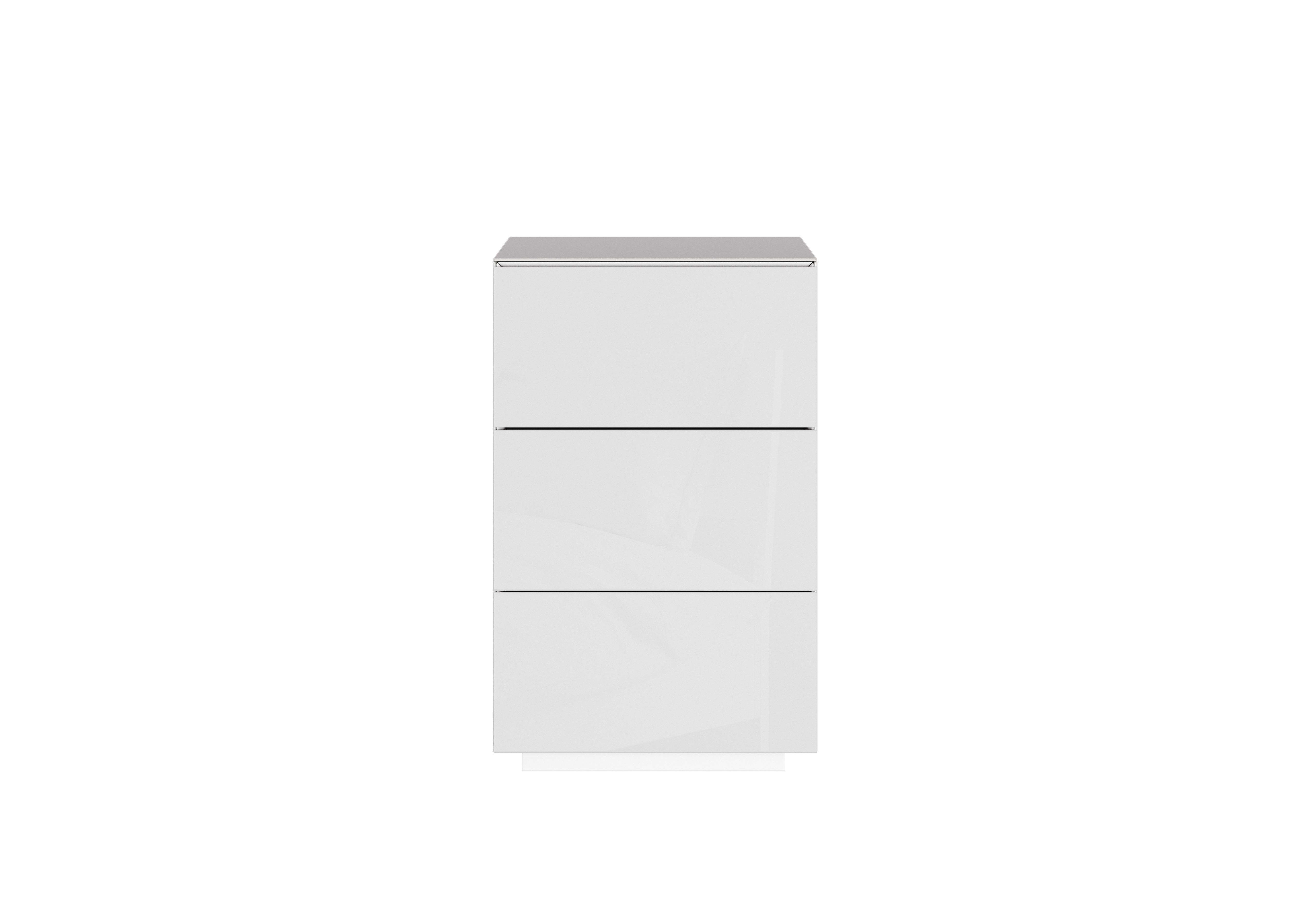 Mando 3 Drawer Bedside Chest with Hidden Charger in White on Furniture Village