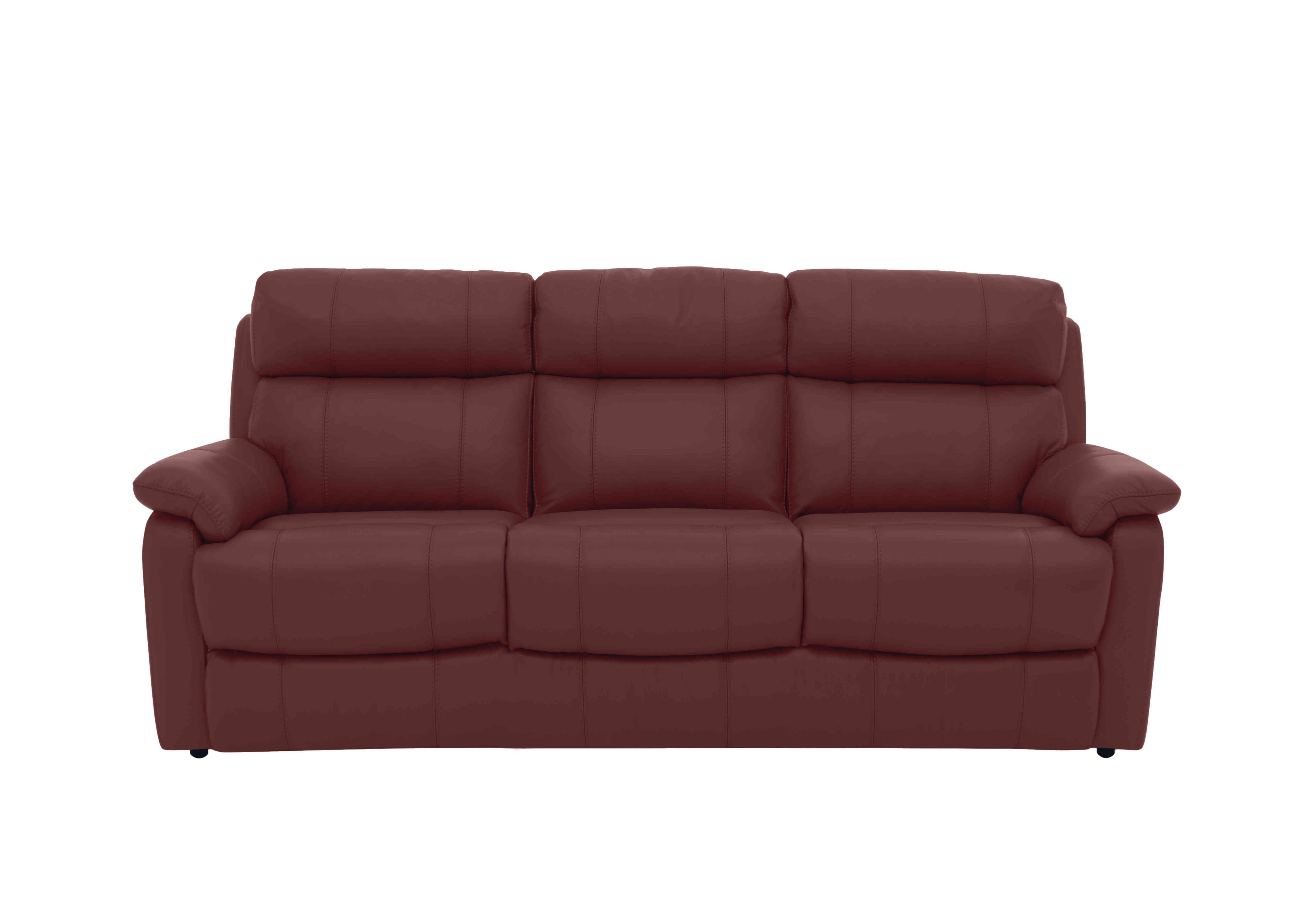 Relax Station Komodo 3 Seater Leather Sofa in Bv-035c Deep Red on Furniture Village