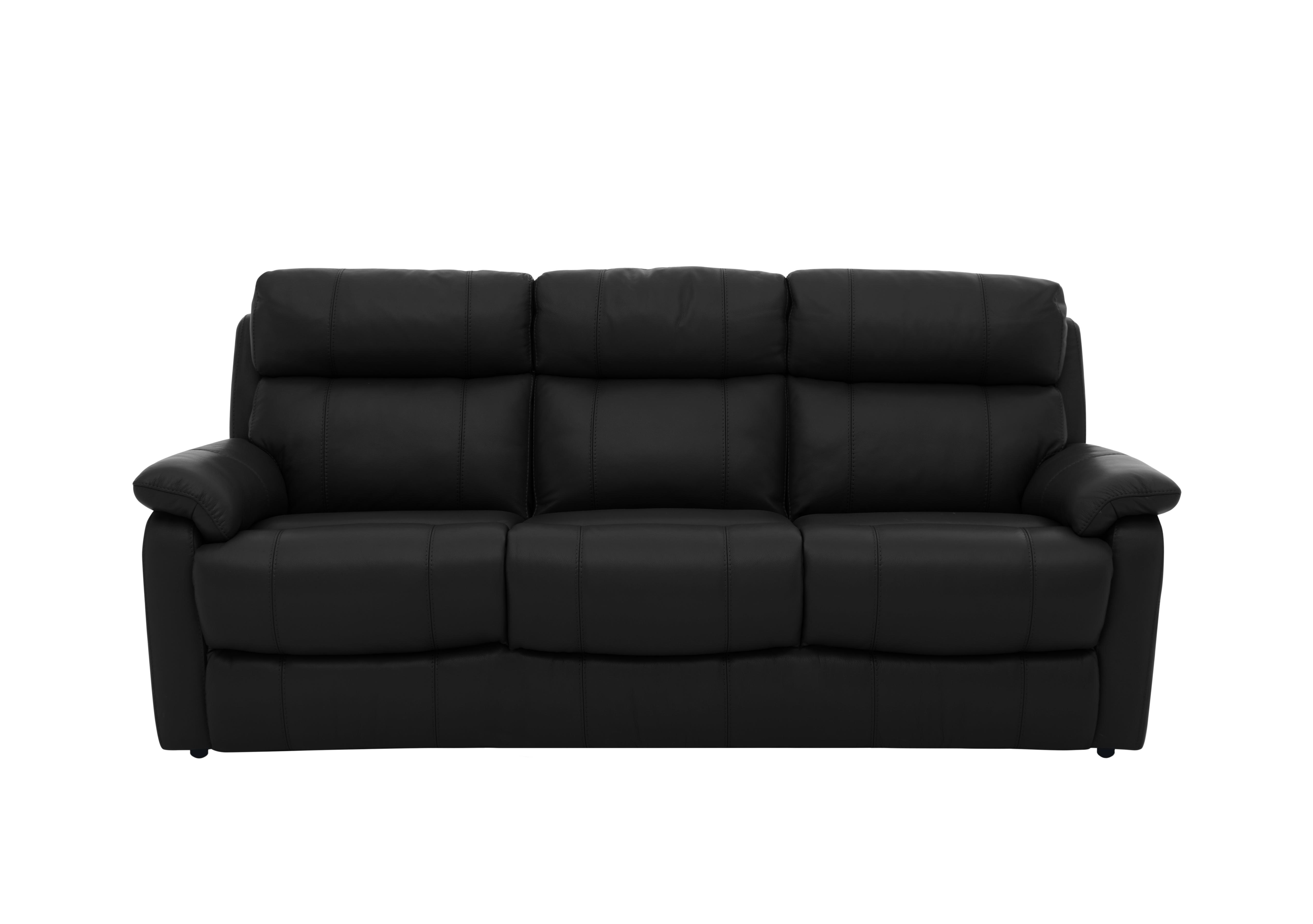 Relax Station Komodo 3 Seater Leather Sofa in Bv-3500 Classic Black on Furniture Village