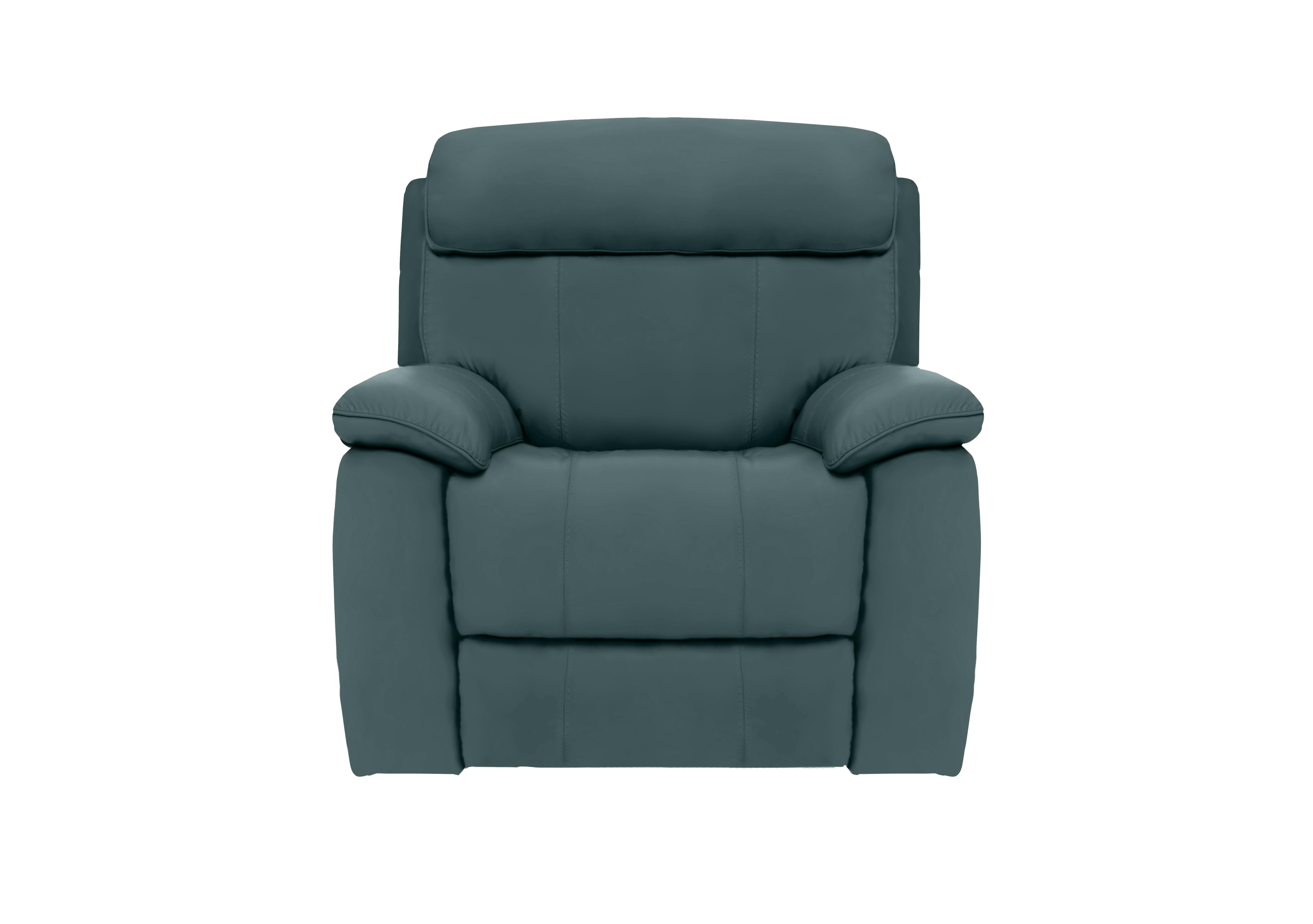 Moreno Leather Power Recliner Armchair with Power Headrest in Bv-301e Lake Green on Furniture Village