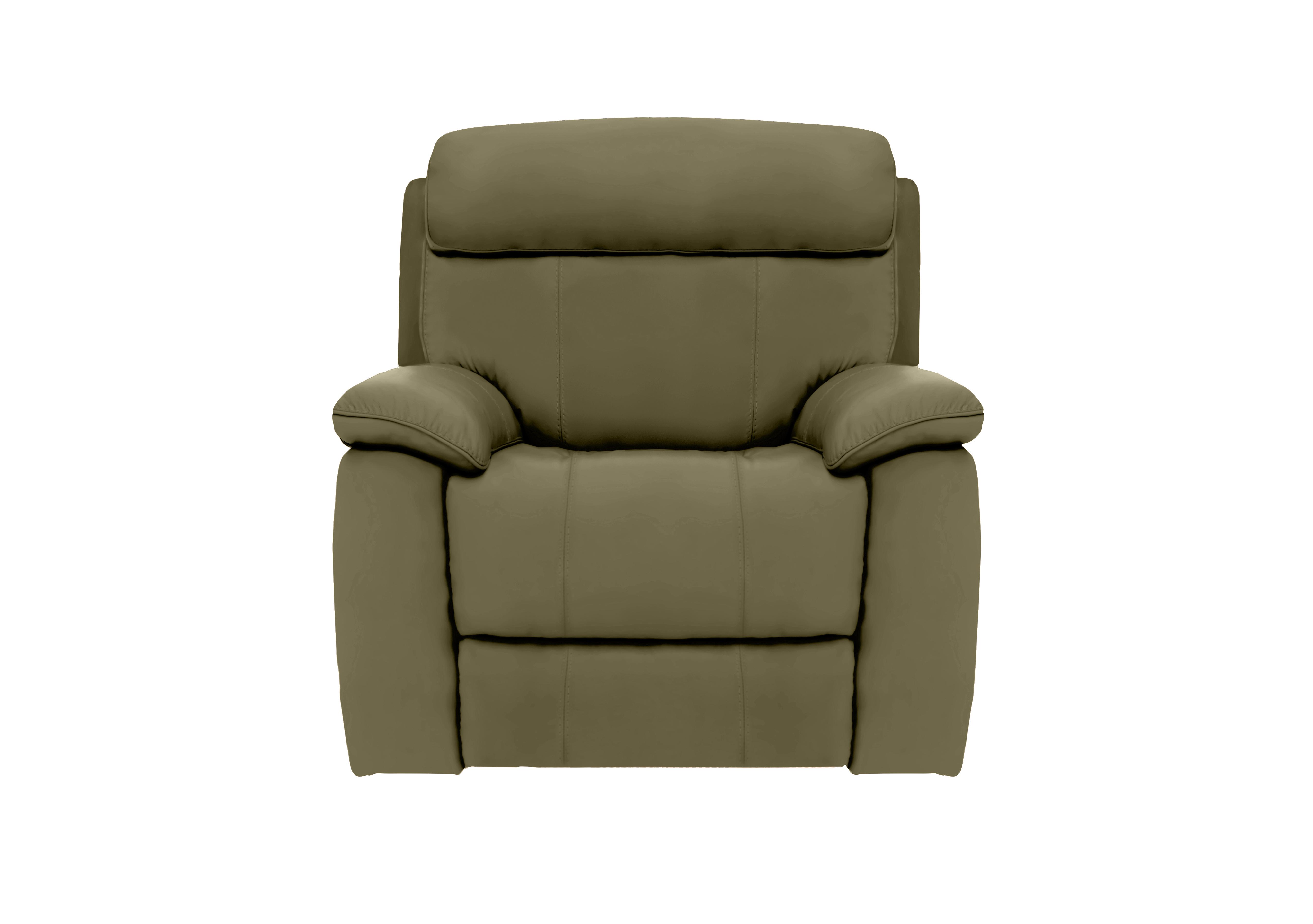 Moreno Leather Power Recliner Armchair with Power Headrest in Ca-699e Olive Green on Furniture Village
