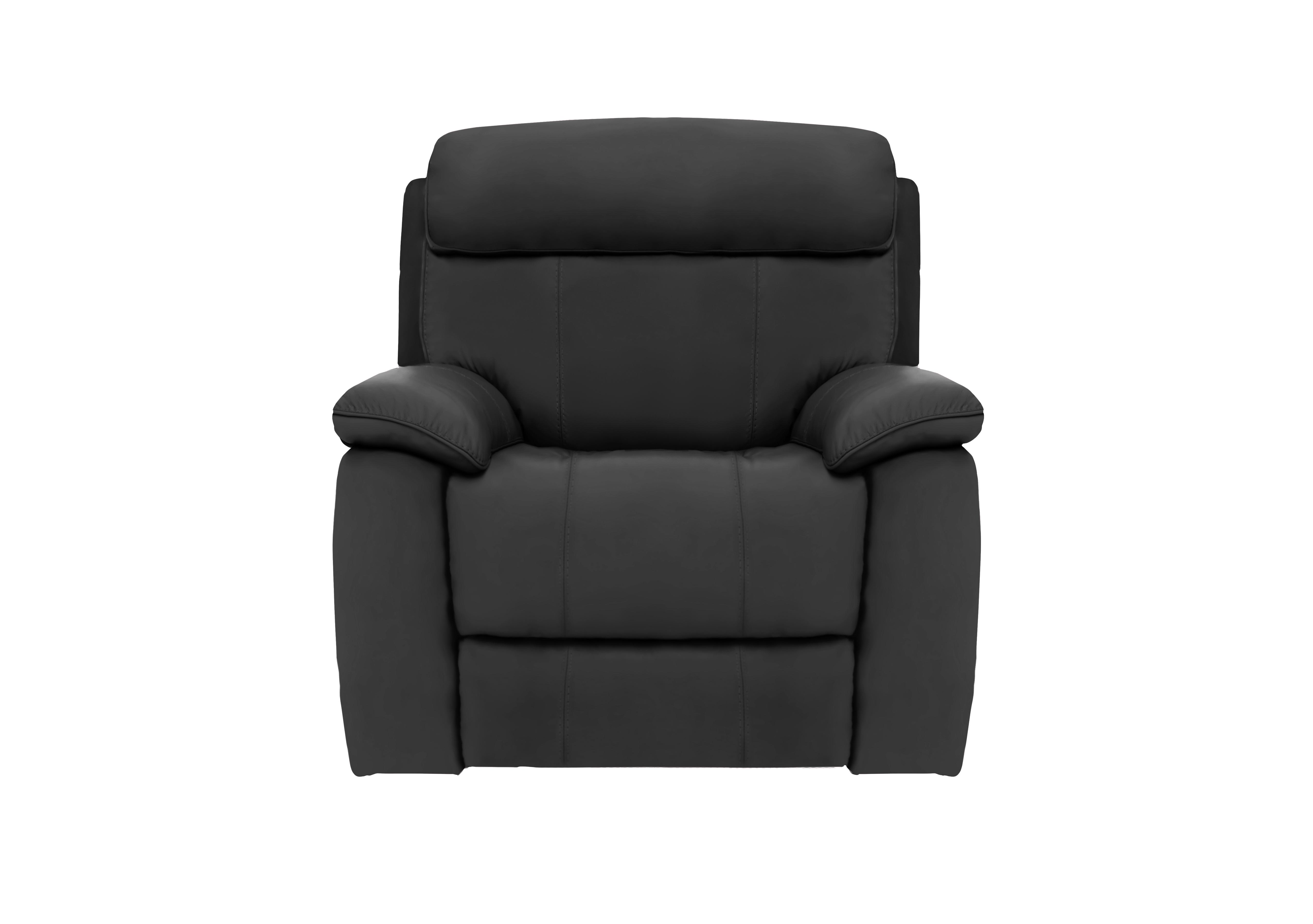 Moreno Leather Power Recliner Armchair with Power Headrest in Nw-520e Black on Furniture Village
