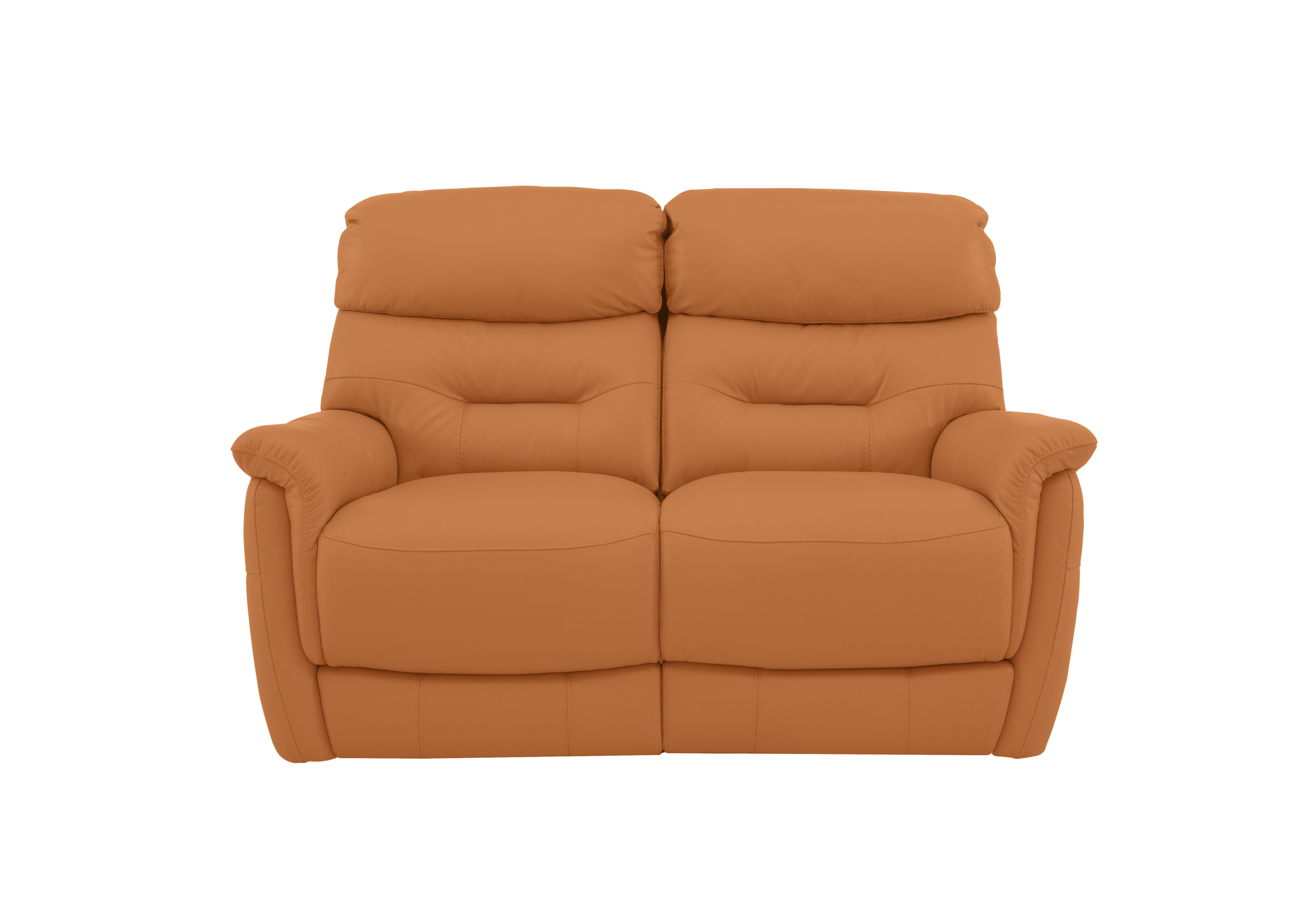 Chicago 2 Seater Leather Sofa in Bv-335e Honey Yellow on Furniture Village