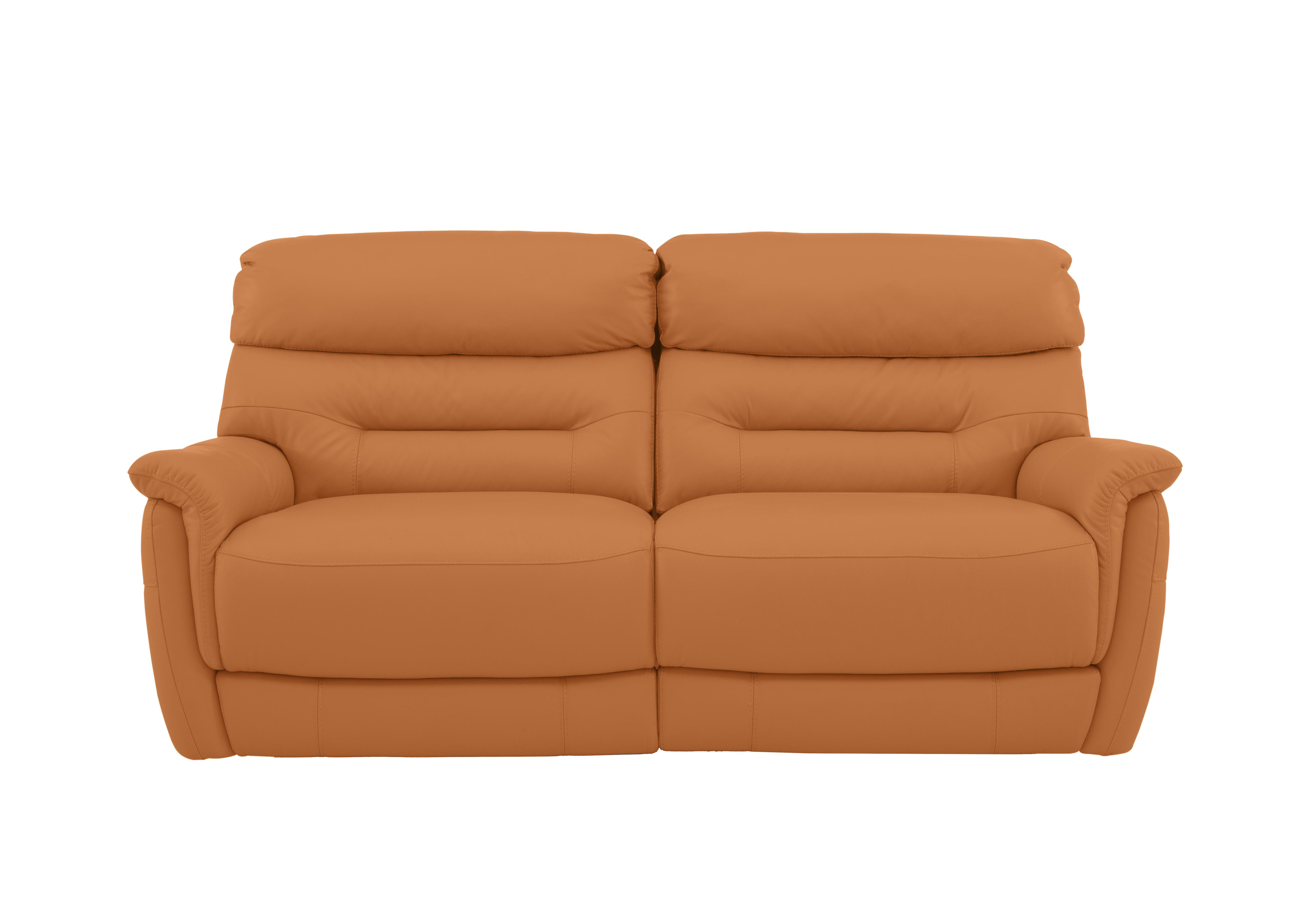 Chicago 3 Seater Leather Sofa in Bv-335e Honey Yellow on Furniture Village