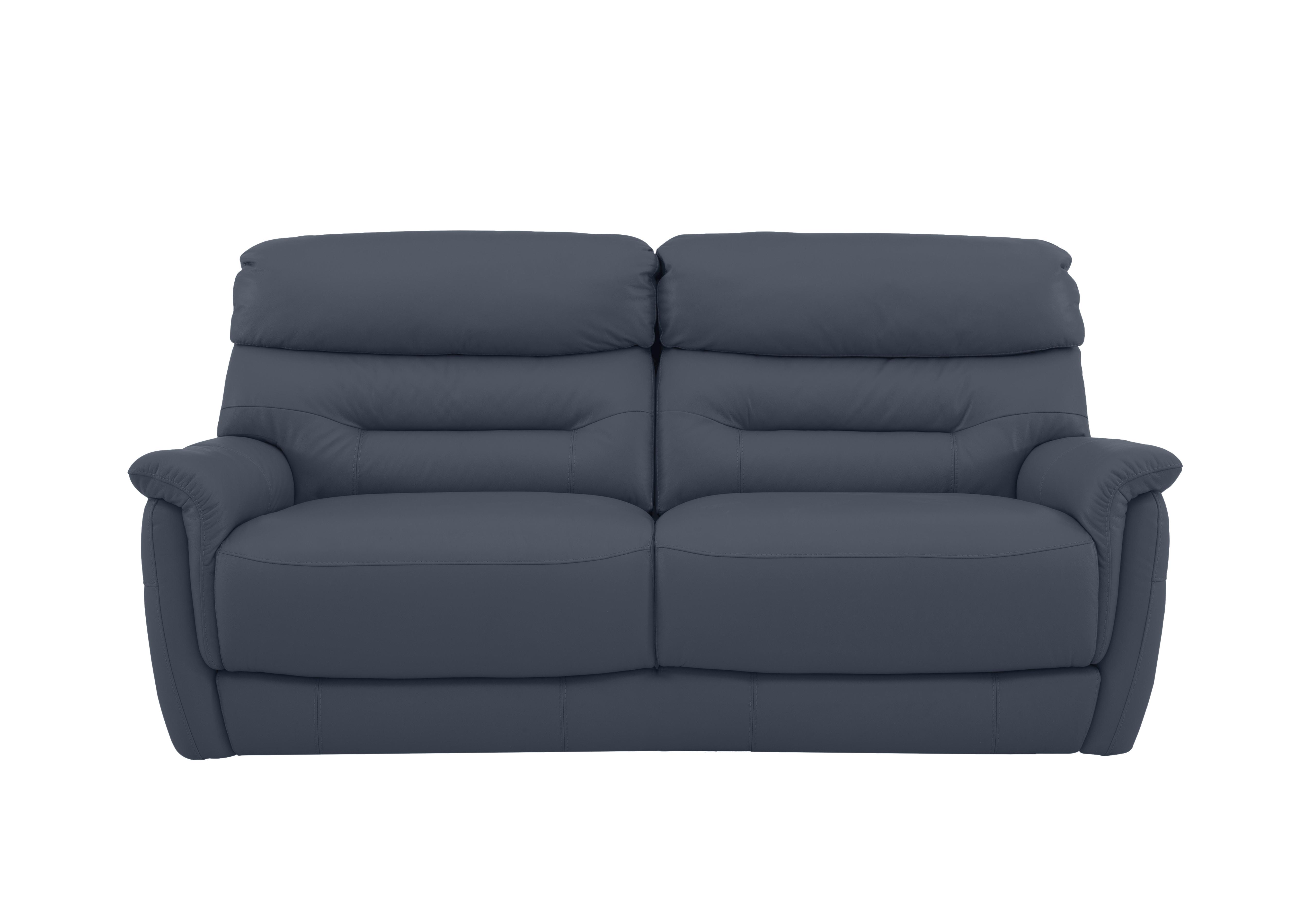 Chicago 3 Seater Leather Sofa in Nc-313e Ocean Blue on Furniture Village