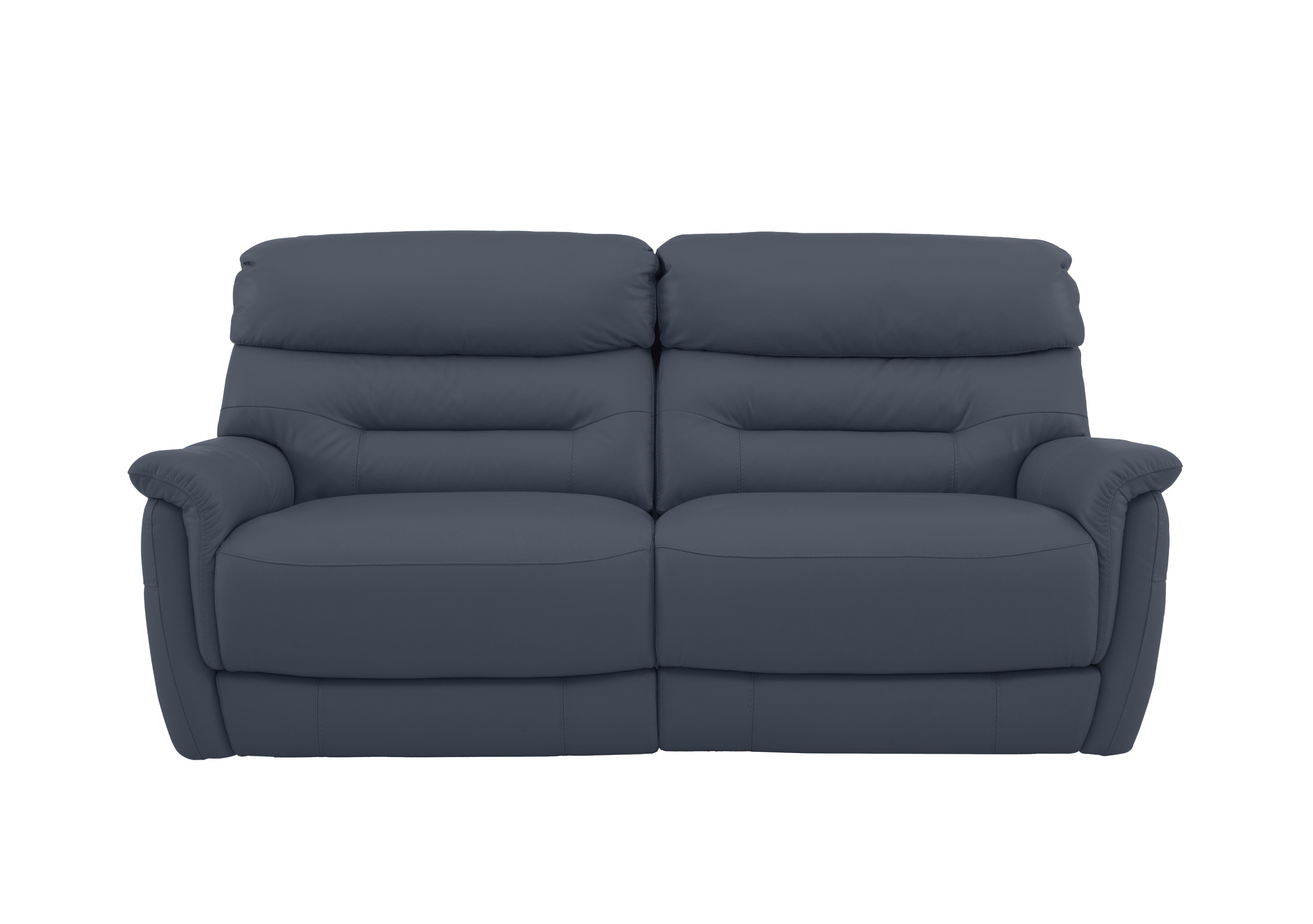 Chicago 3 Seater Leather Sofa in Nc-313e Ocean Blue on Furniture Village