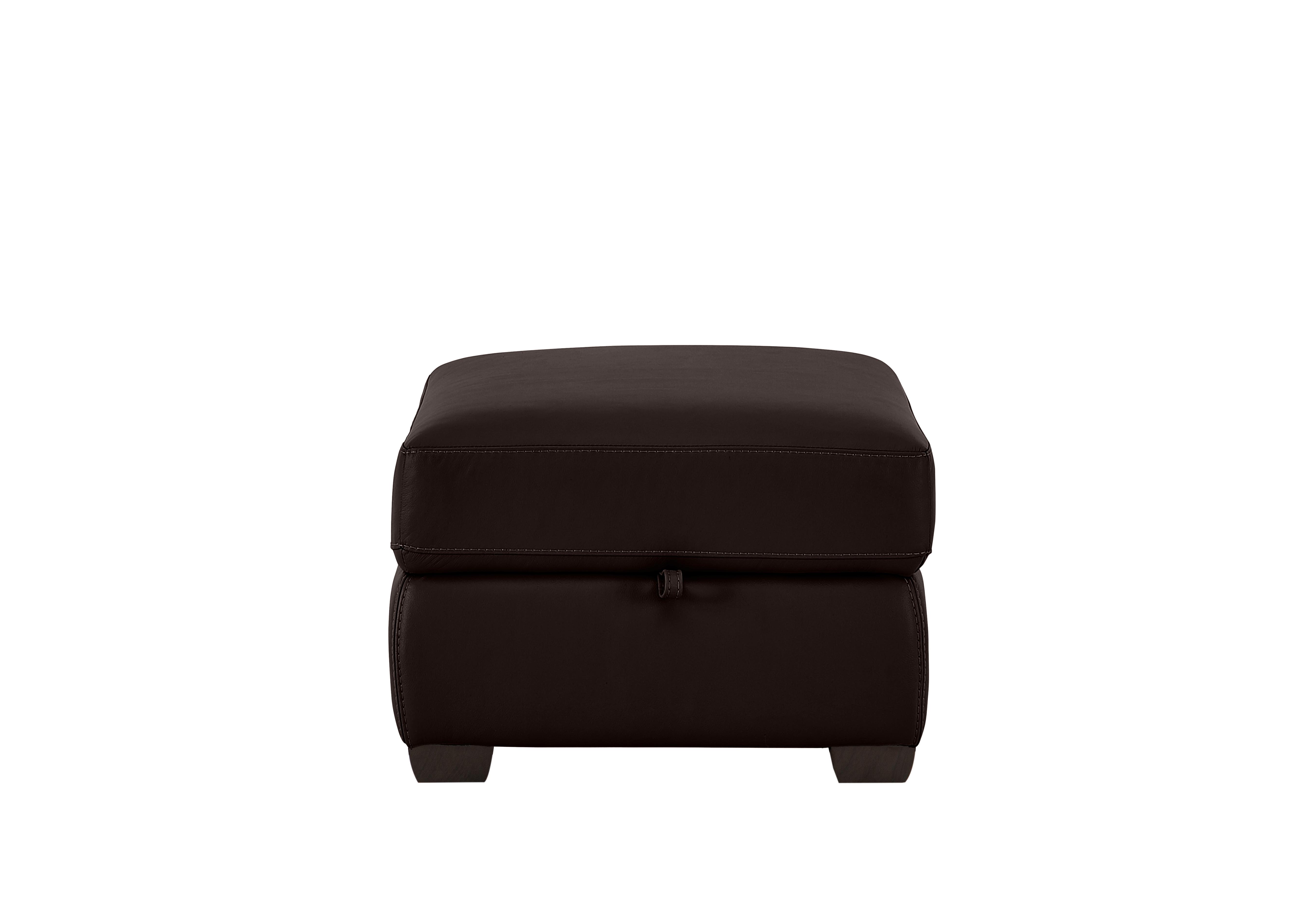 Chicago Leather Storage Stool in An-727b Dark Brown on Furniture Village