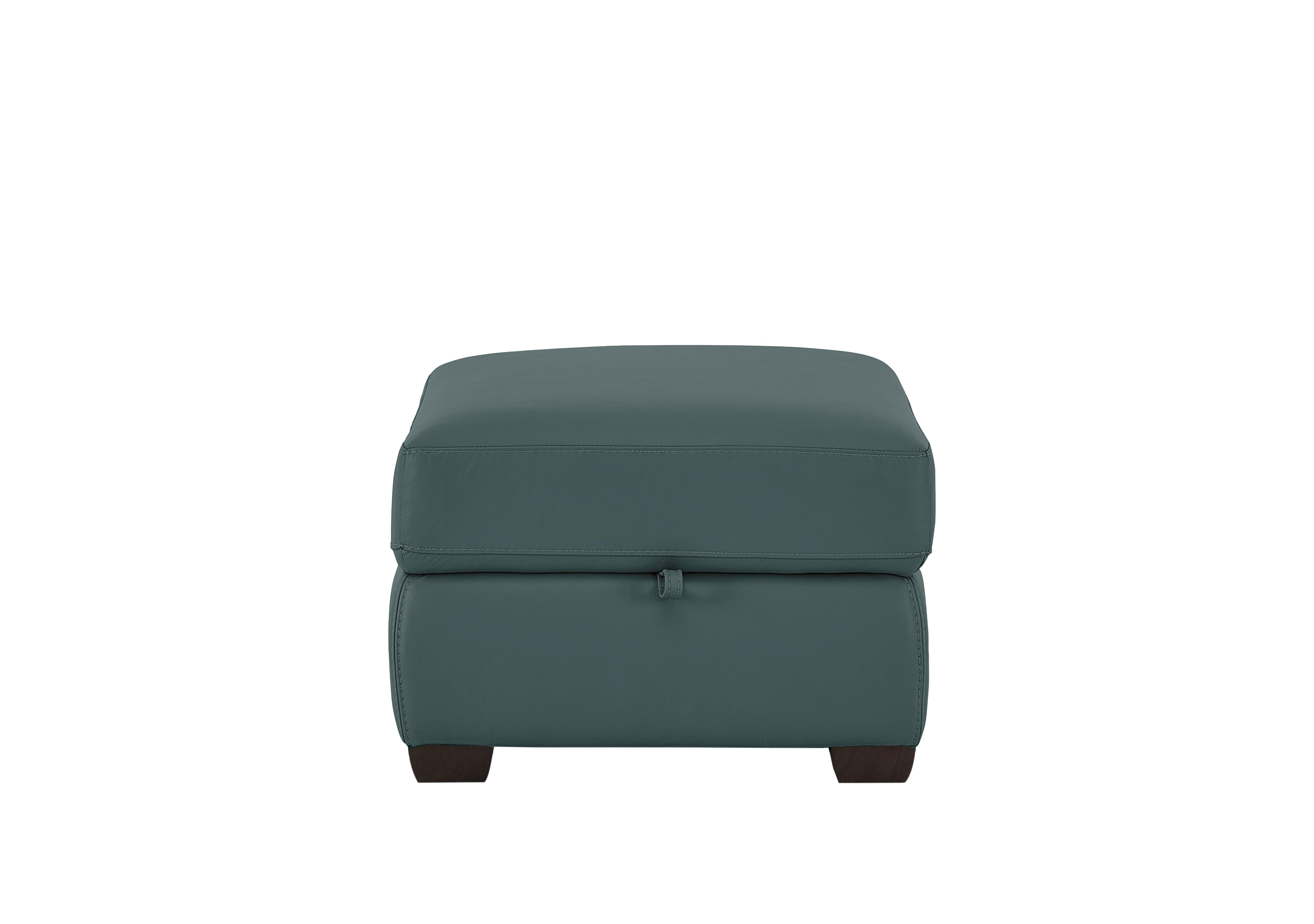 Chicago Leather Storage Stool in Bv-301e Lake Green on Furniture Village