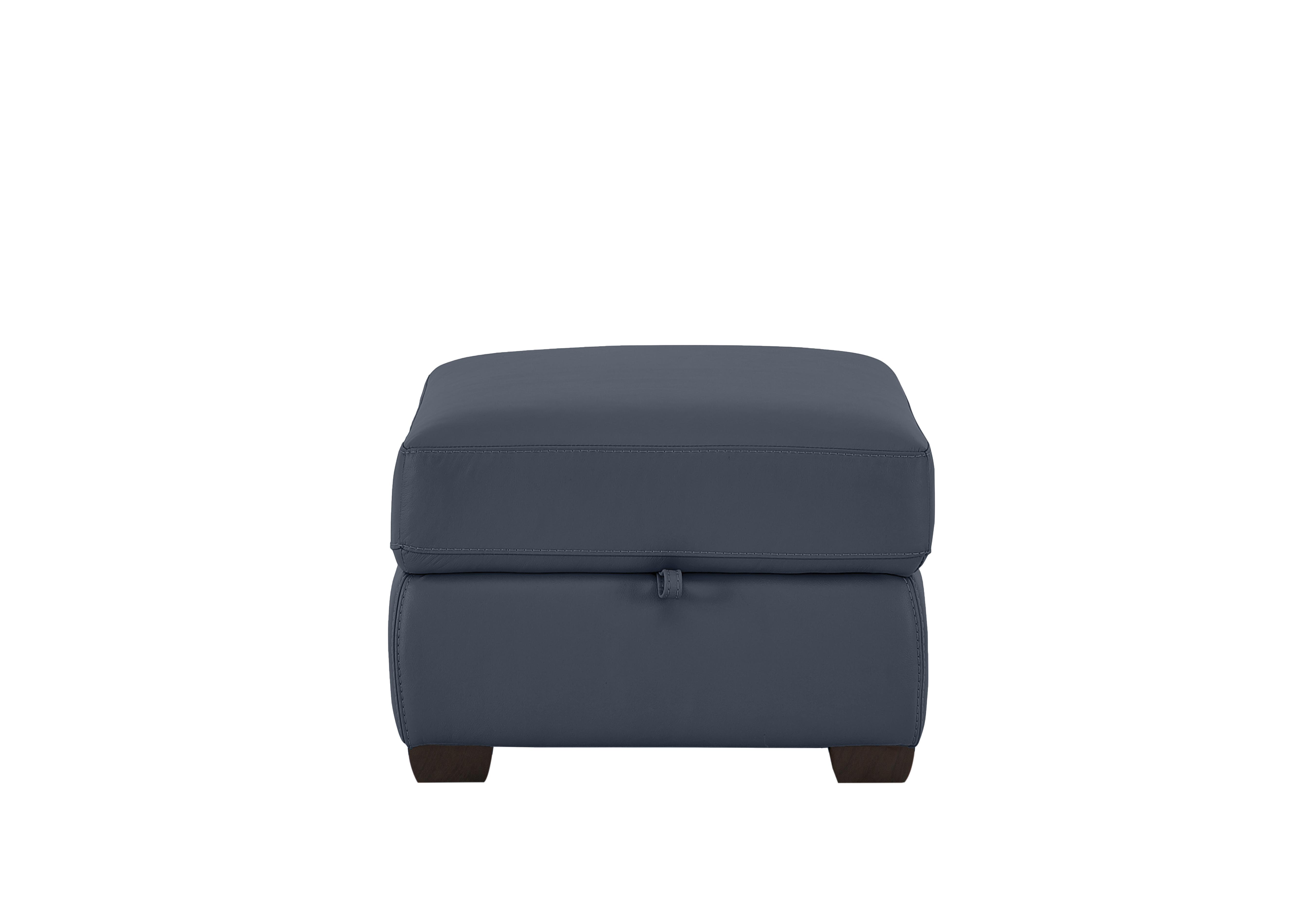 Chicago Leather Storage Stool in Bv-313e Ocean Blue on Furniture Village