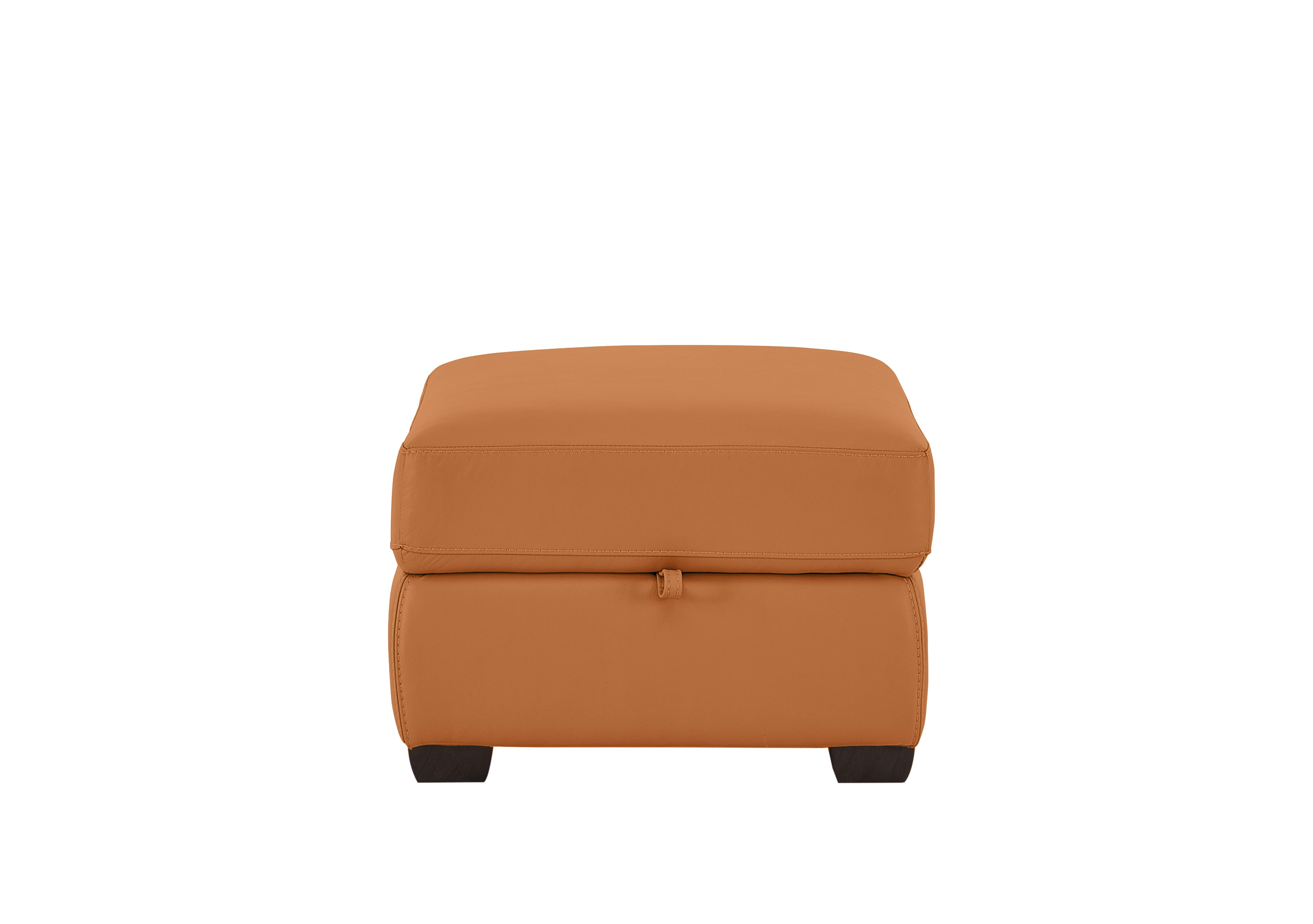 Chicago Leather Storage Stool in Bv-335e Honey Yellow on Furniture Village