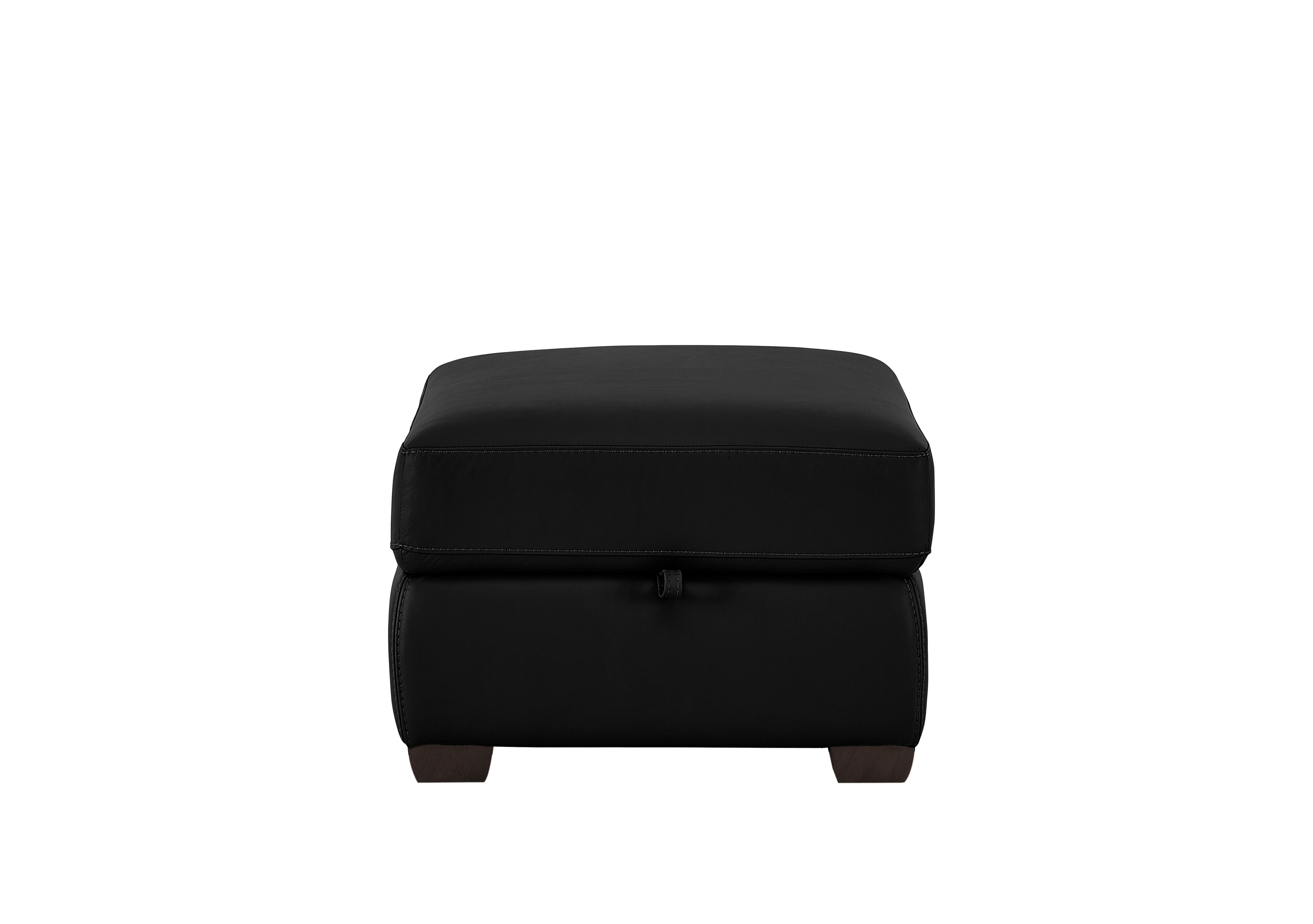 Chicago Leather Storage Stool in Bv-3500 Classic Black on Furniture Village