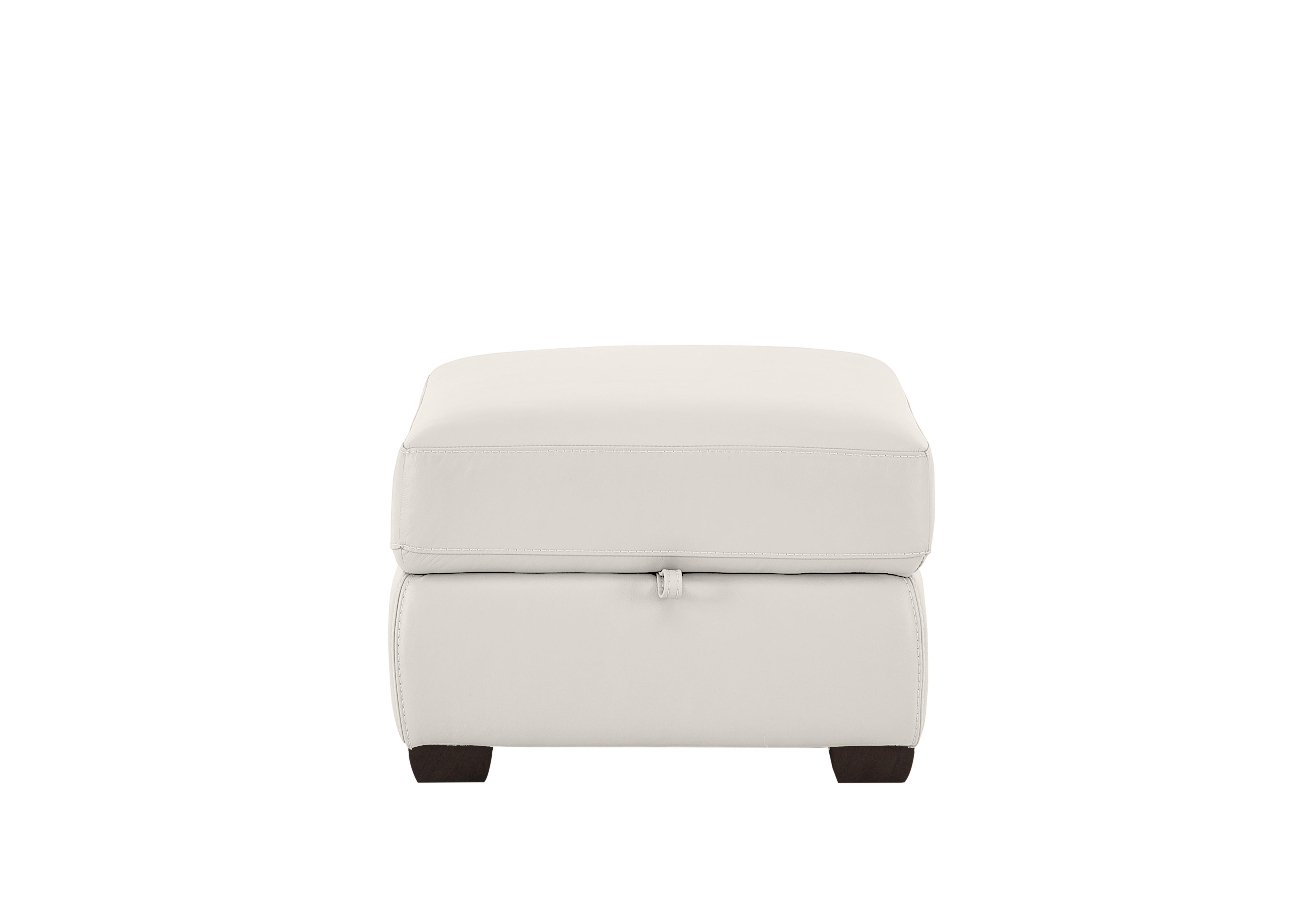 Chicago Leather Storage Stool in Bv-744d Star White on Furniture Village