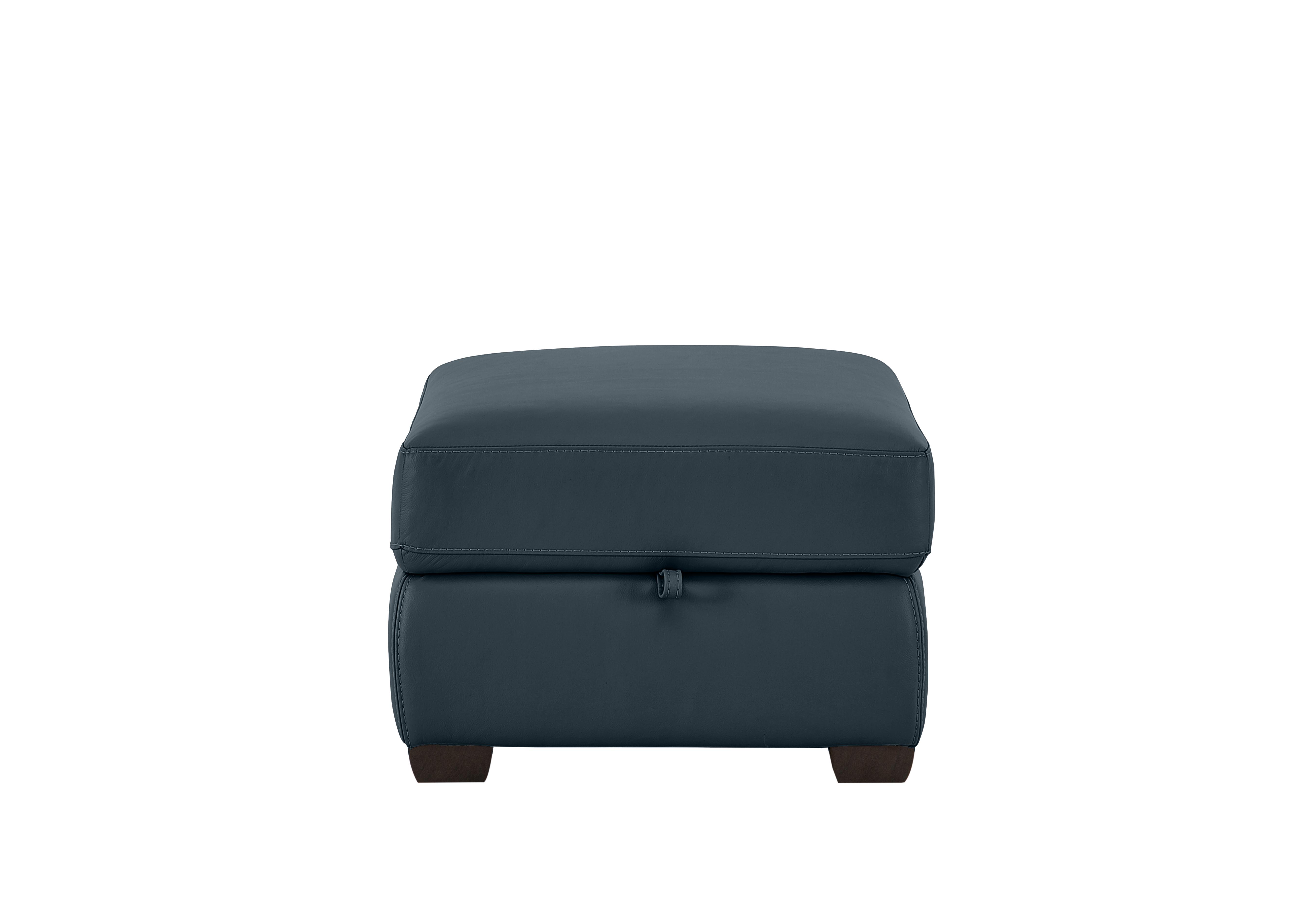 Chicago Leather Storage Stool in Hw-313e Ocean Blue on Furniture Village