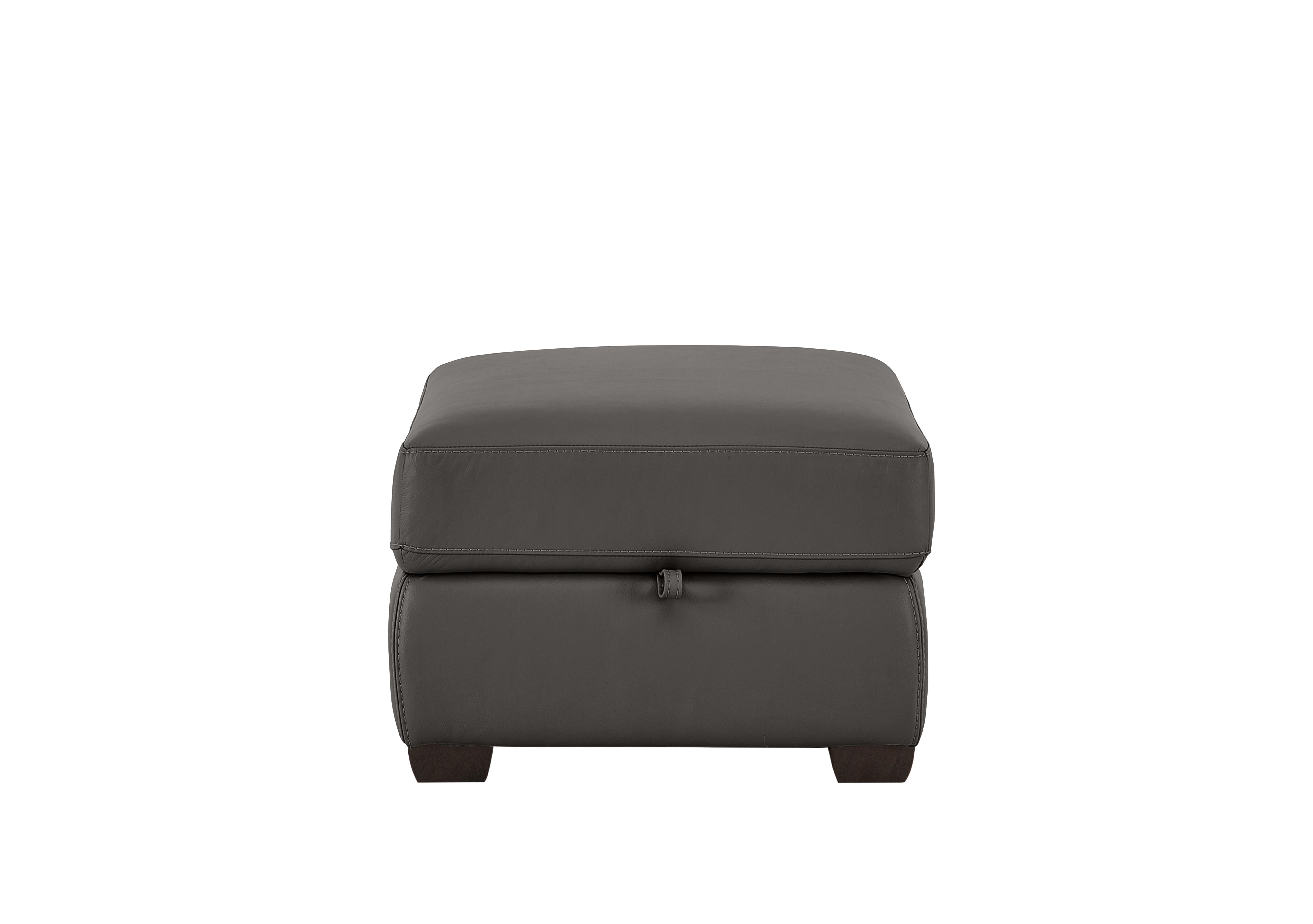 Chicago Leather Storage Stool in Nc-088e Charcoal Grey on Furniture Village