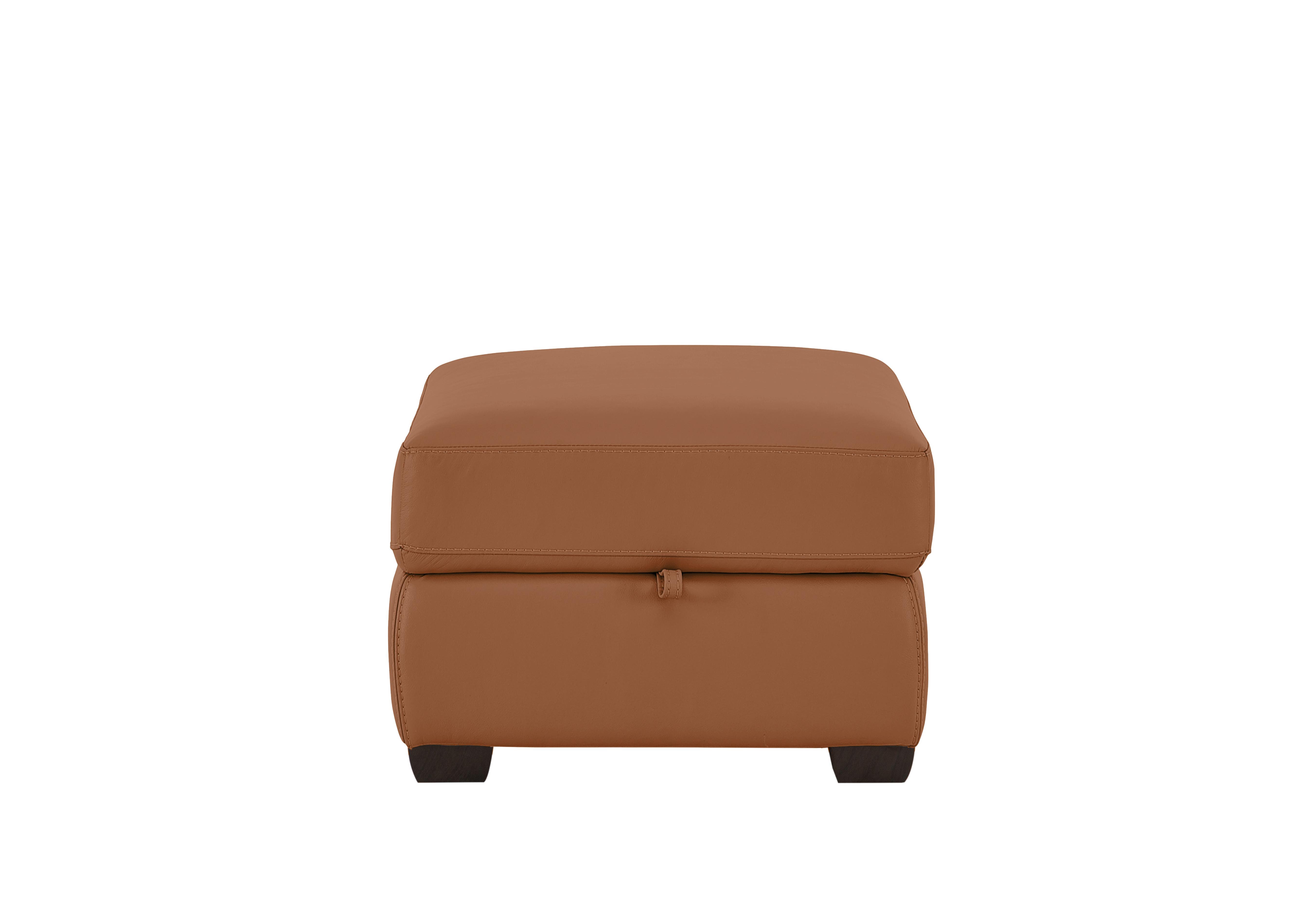 Chicago Leather Storage Stool in Nc-334e Pecan Brown on Furniture Village