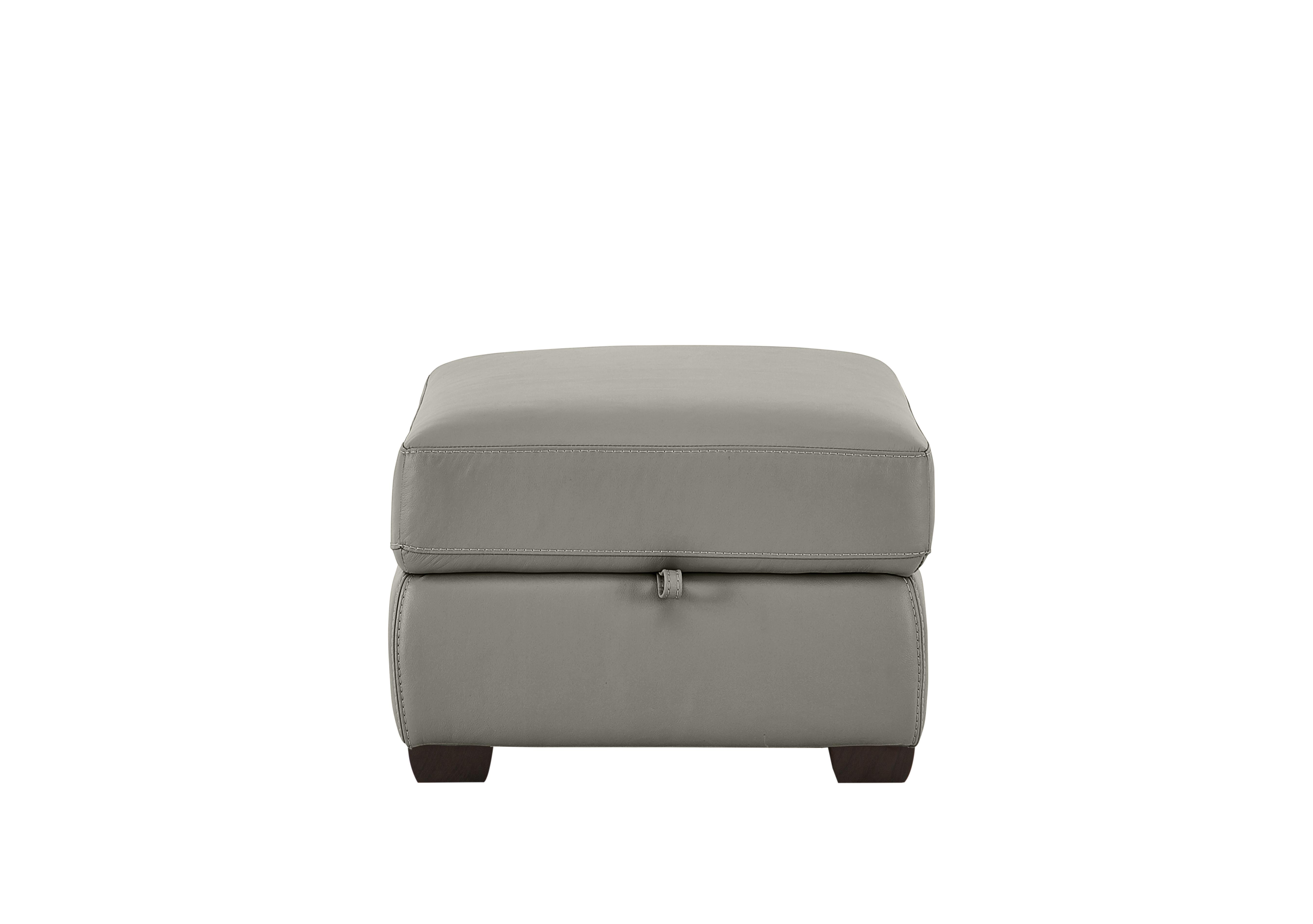 Chicago Leather Storage Stool in Nc-946b Feather Grey on Furniture Village