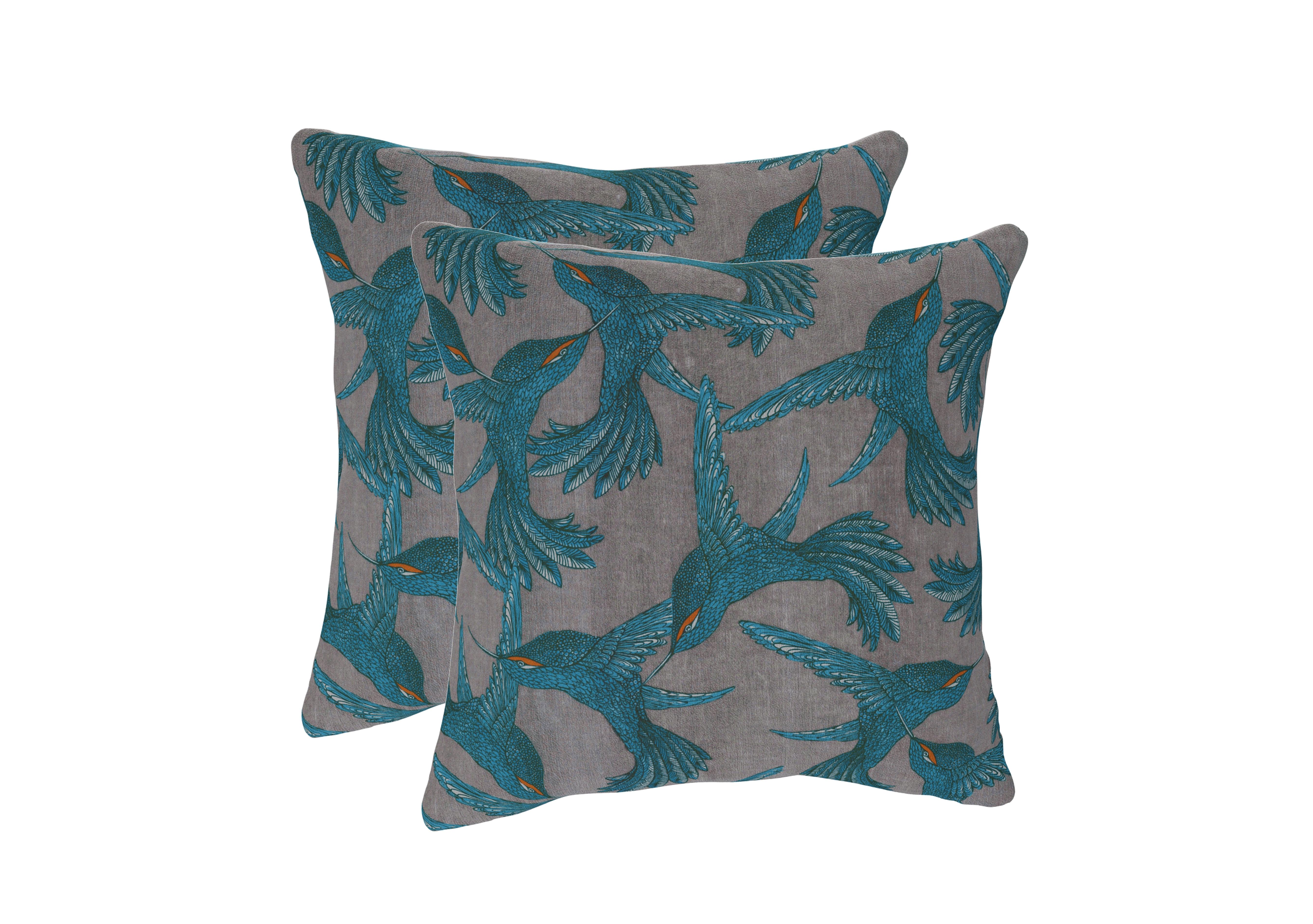 Pair of Large Scatter Cushions in Lor149 Paradise Bird Grey on Furniture Village