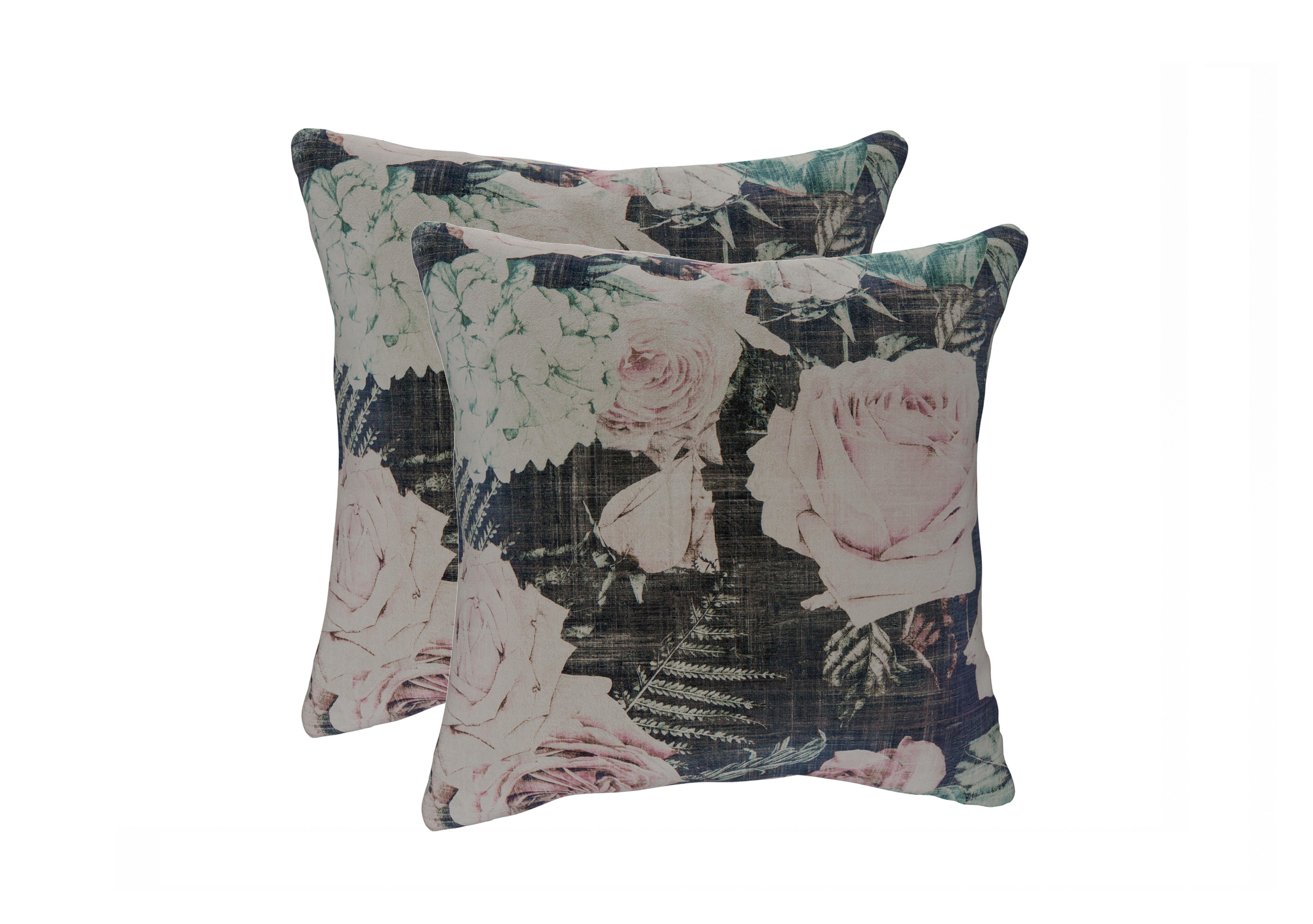 Pair of Large Scatter Cushions in Midfro Midnight Garden Frost on Furniture Village